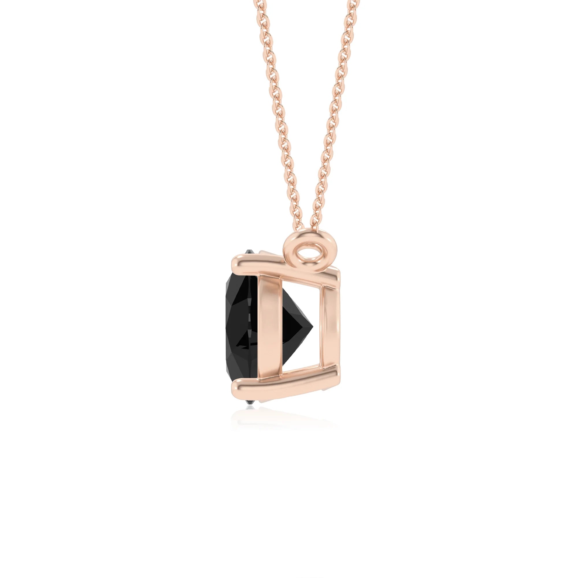 natural black-onyx oval solitaire necklaces in rose gold 