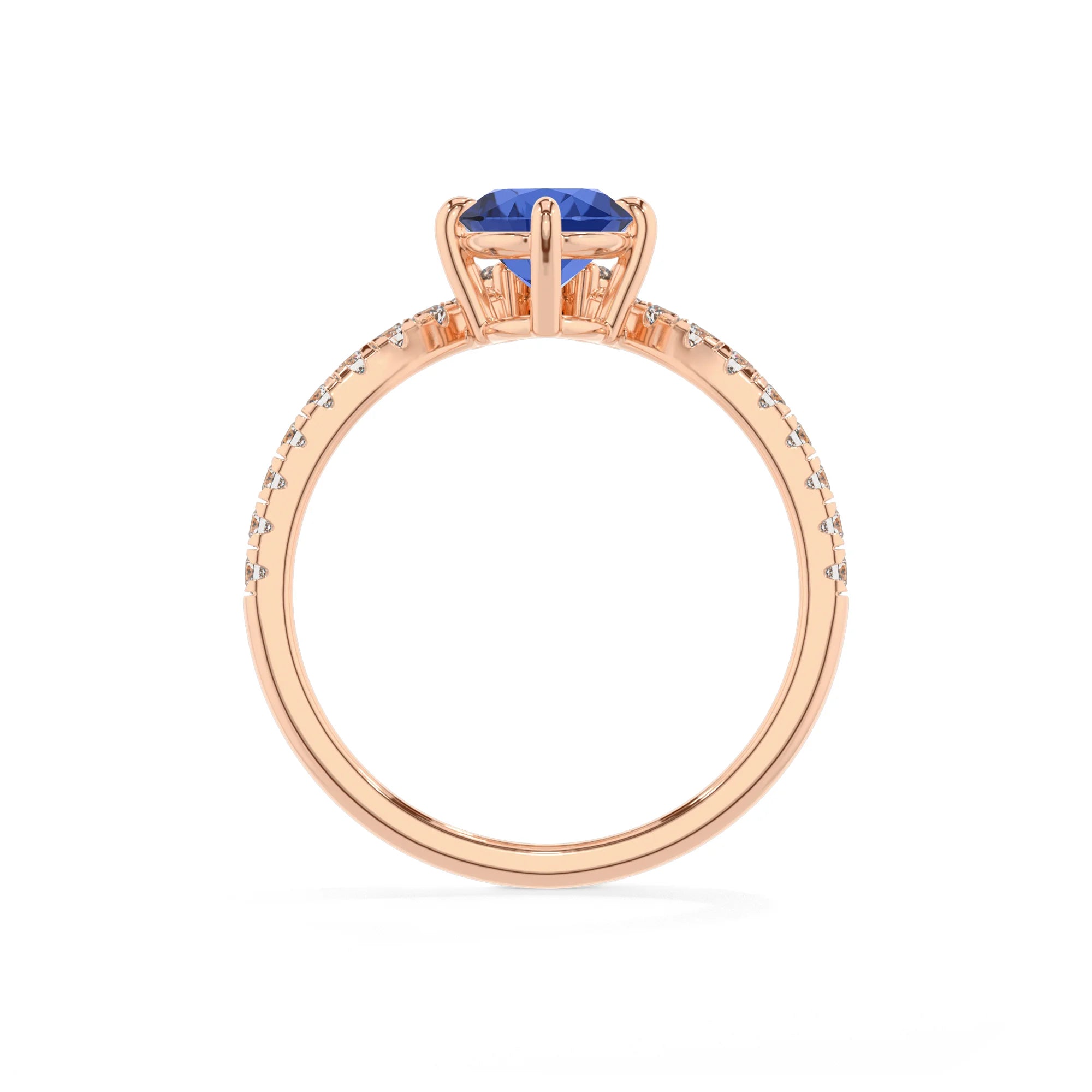 lab grown blue-sapphire oval solitaire rings in rose gold 