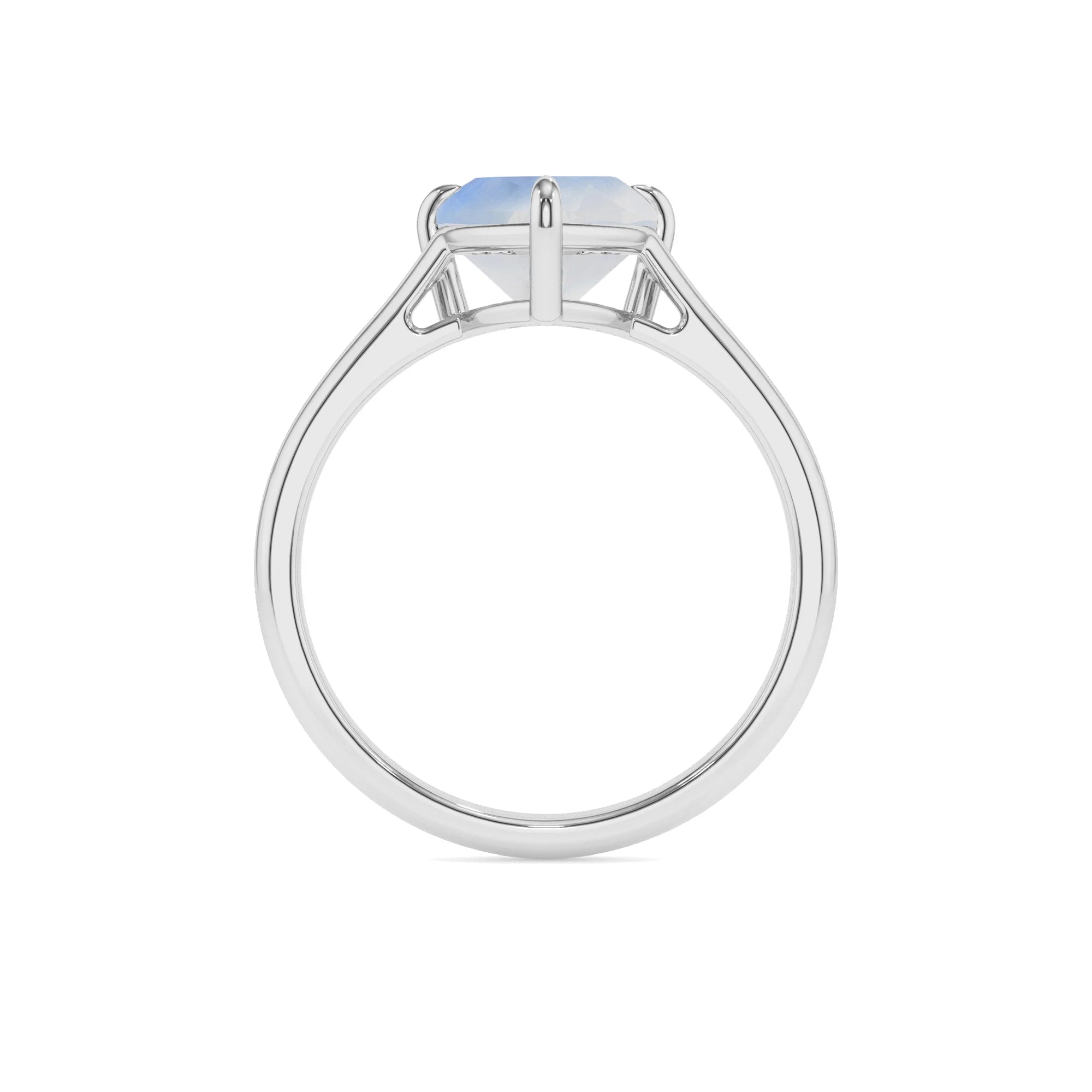 natural rainbow-moonstone heart solitaire rings in platinum 