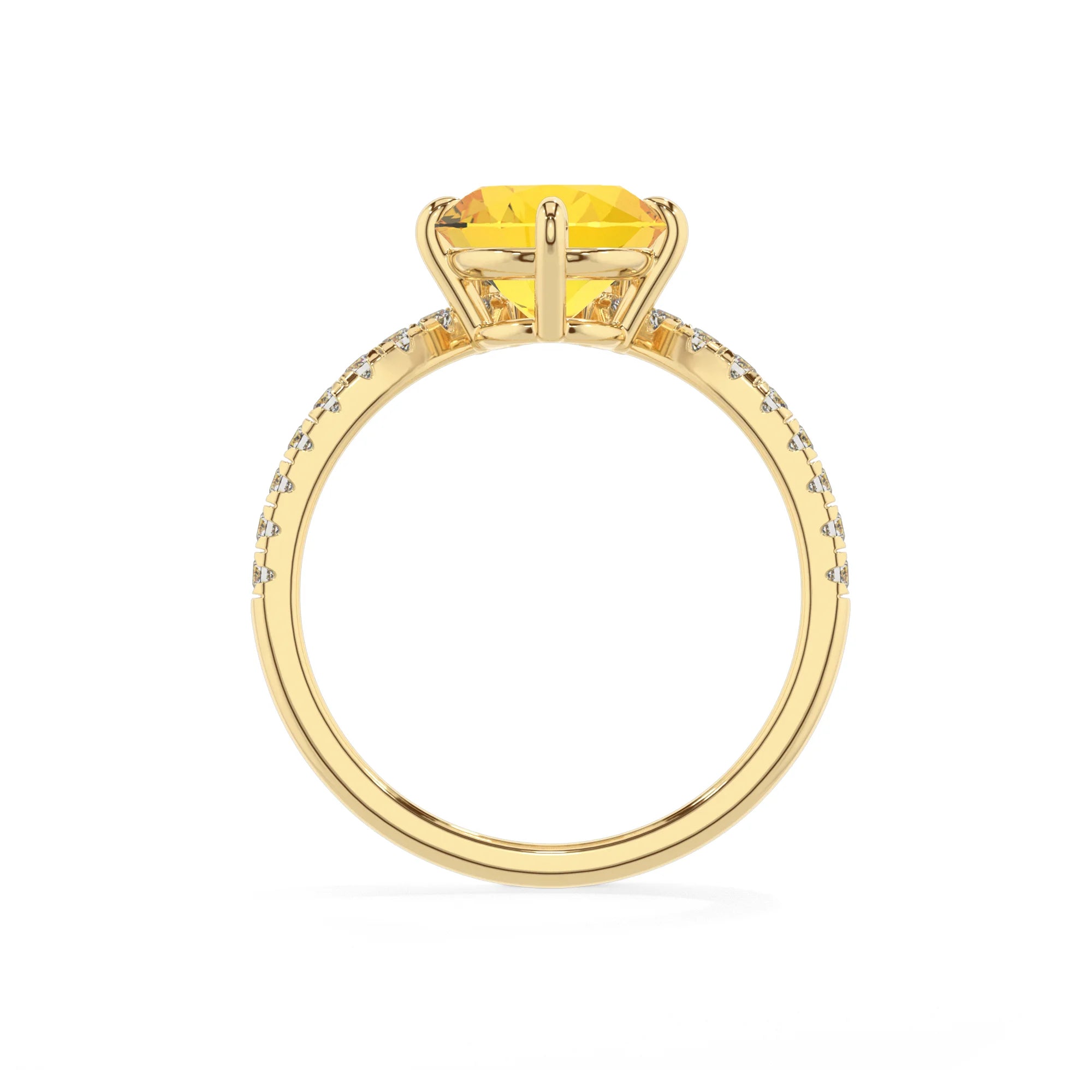 lab grown yellow-sapphire round solitaire rings in yellow gold 