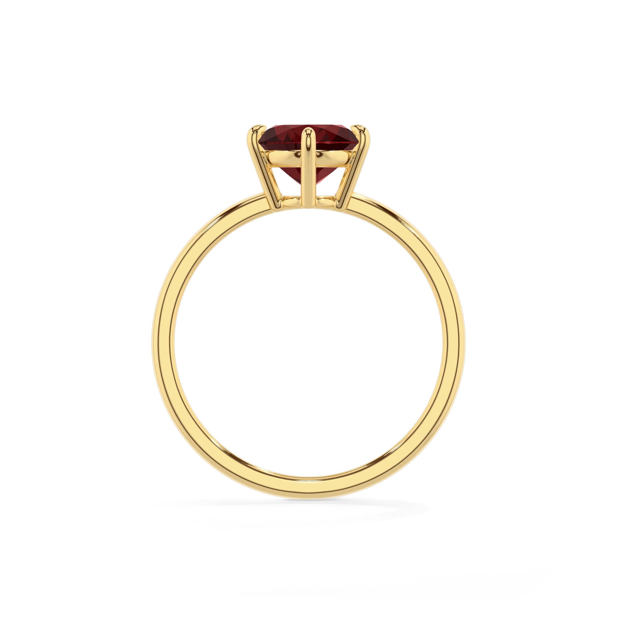 natural garnet oval solitaire rings in yellow gold 