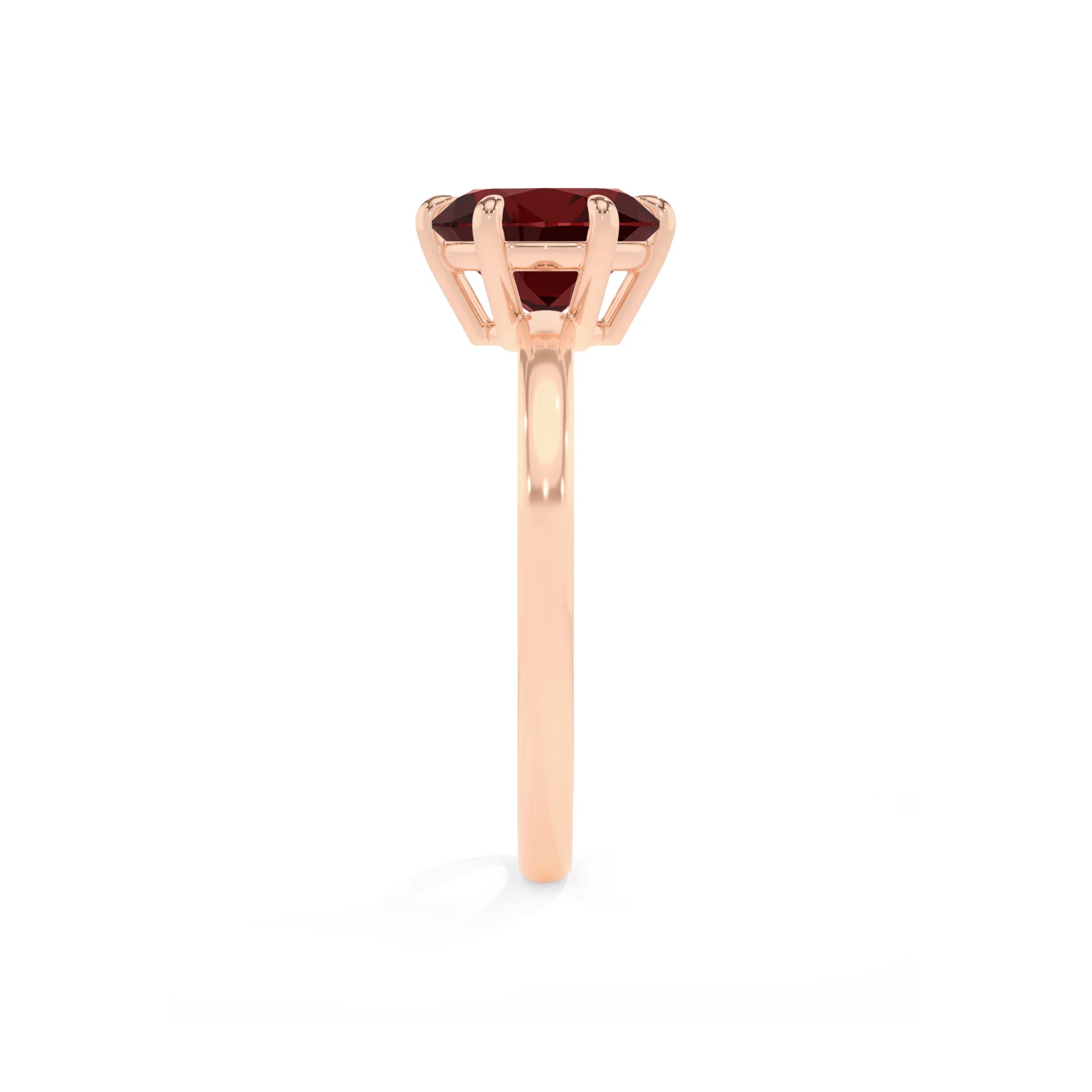 natural garnet round solitaire rings in rose gold 