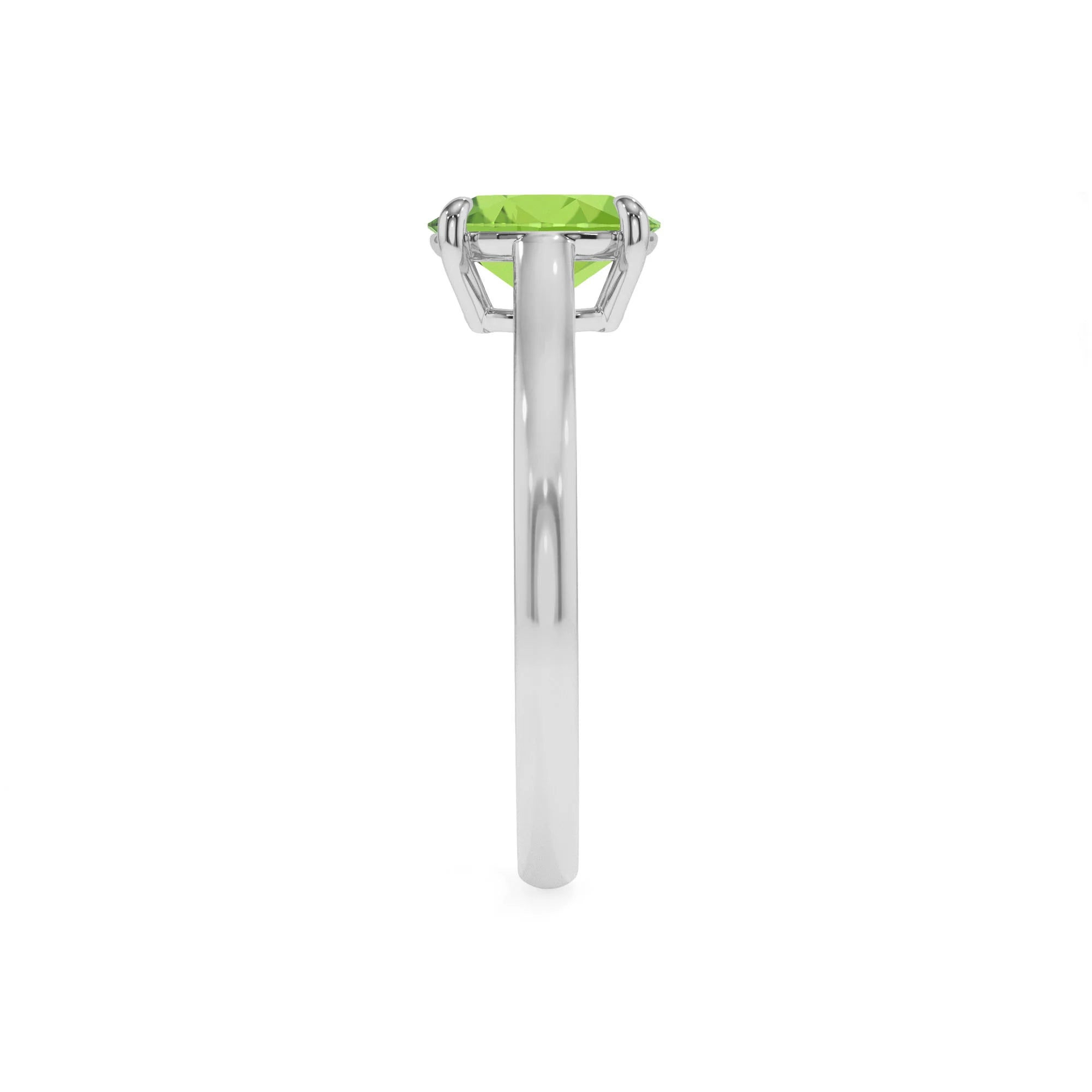 natural peridot oval solitaire rings in white gold 