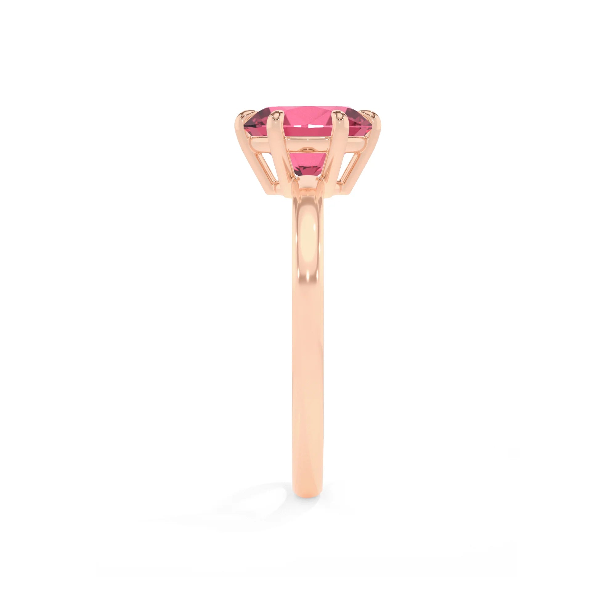 lab grown pink-tourmaline round solitaire rings in rose gold 
