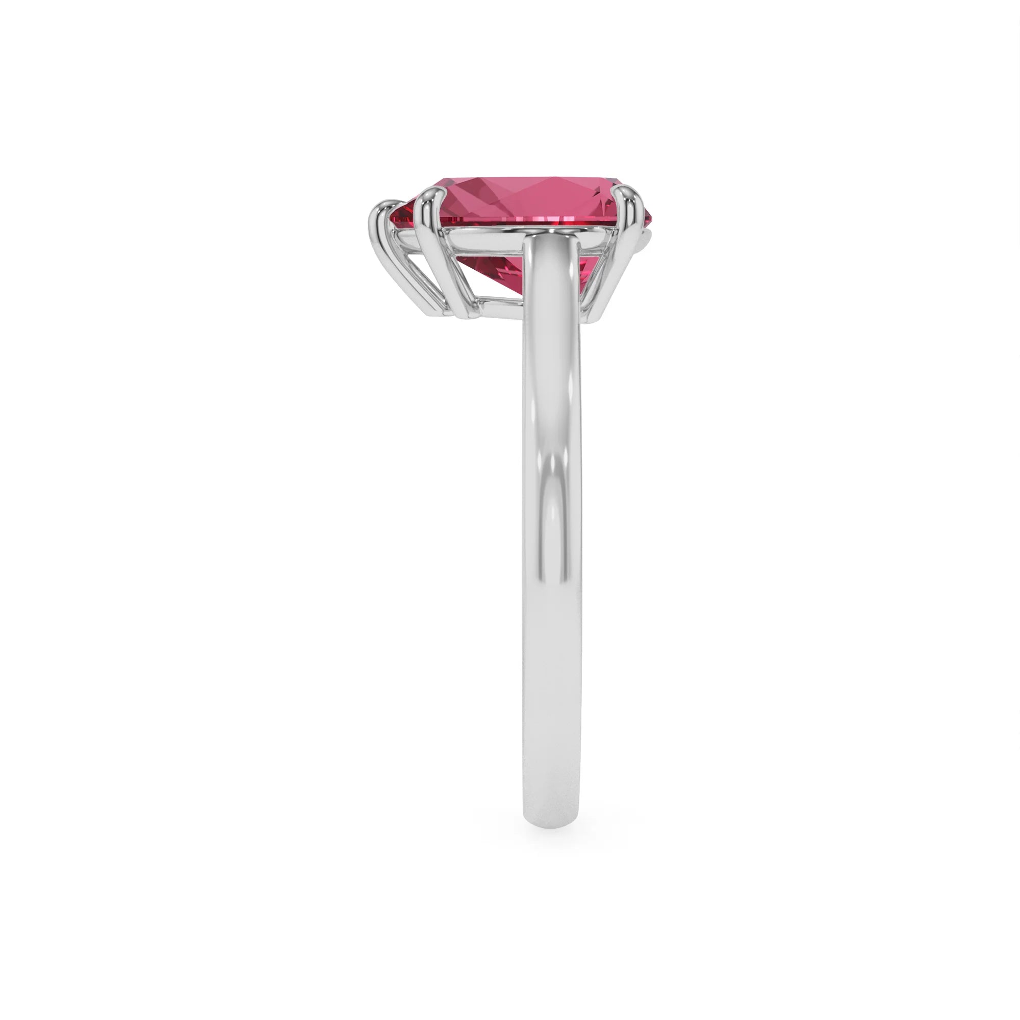 lab grown pink-tourmaline pear solitaire rings in platinum 