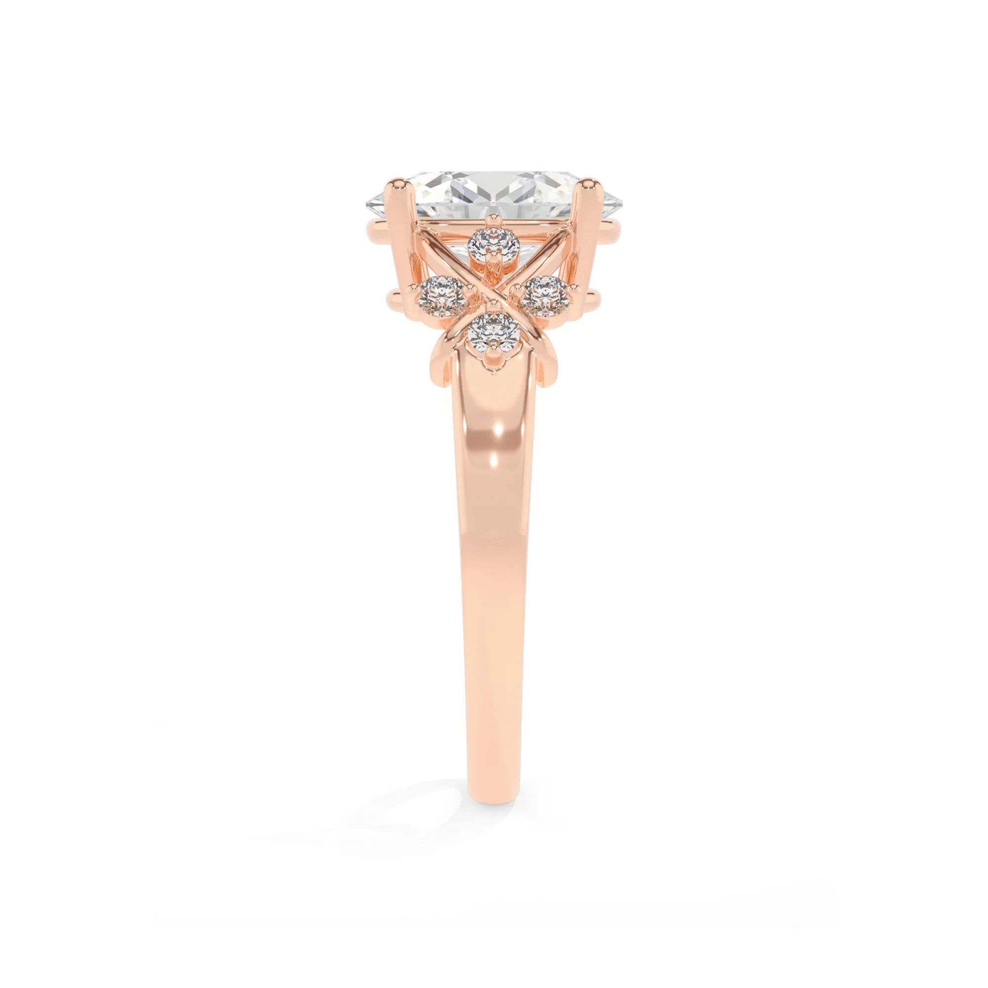 lab grown moissanite oval solitaire rings in rose gold 