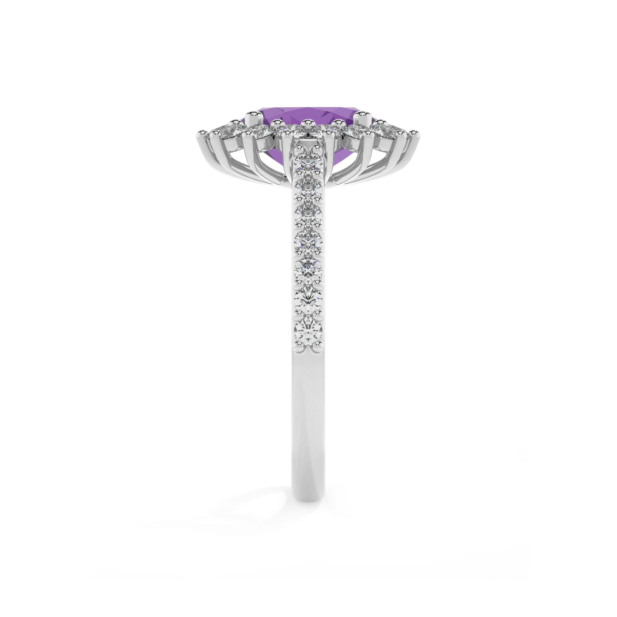 lab grown amethyst oval solitaire rings in platinum 