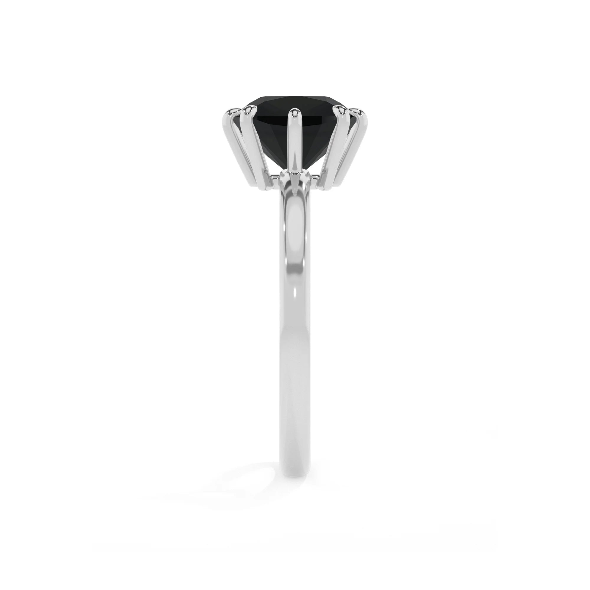 natural black-onyx cushion solitaire rings in white gold 
