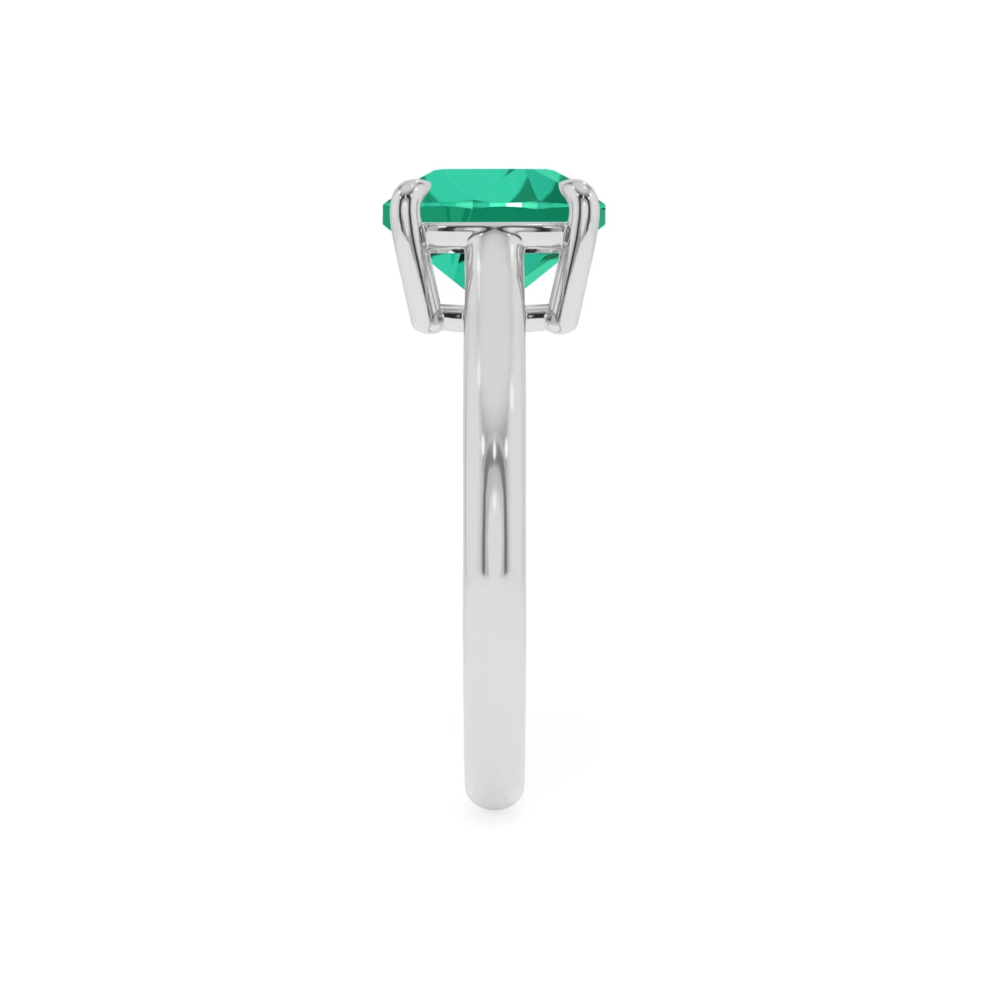 lab grown emerald cushion solitaire rings in white gold 