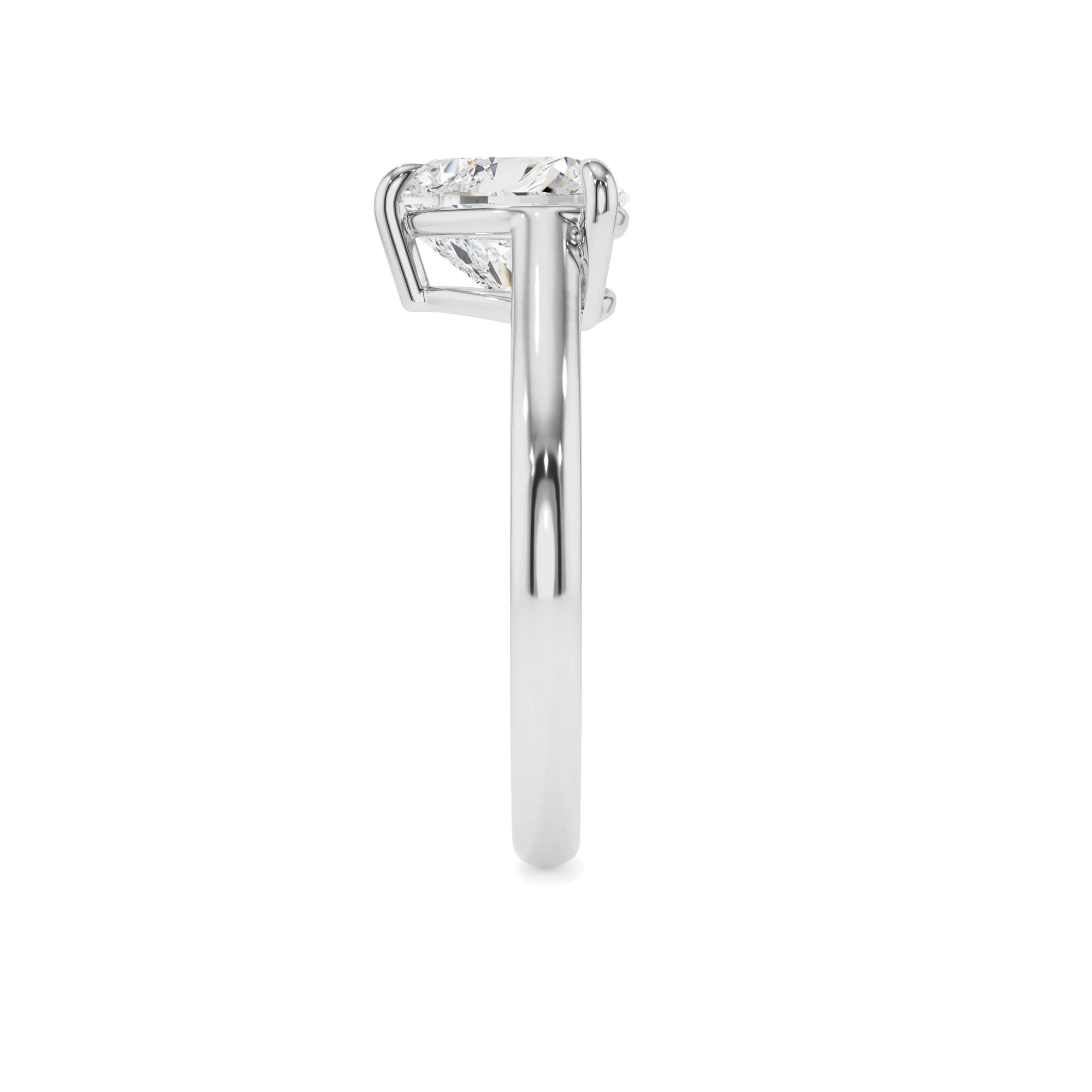 lab grown moissanite heart solitaire rings in white gold 