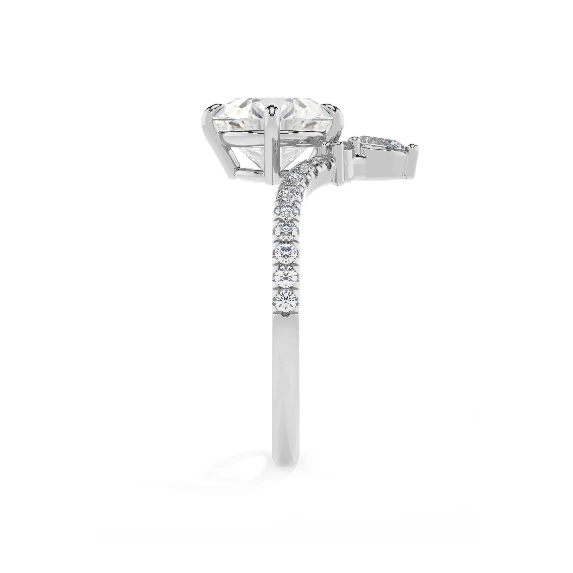 lab grown moissanite round solitaire rings in platinum 