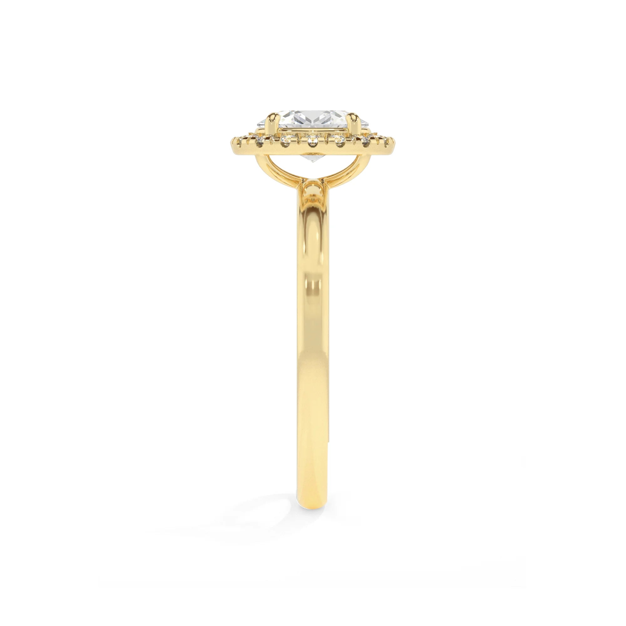 lab grown moissanite oval solitaire rings in yellow gold 