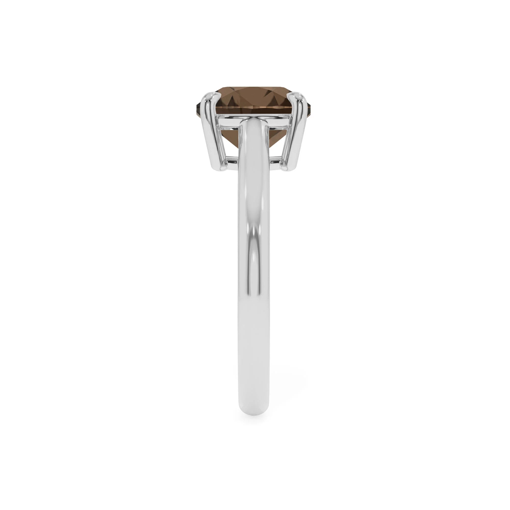 natural smoky-quartz cushion solitaire rings in platinum 