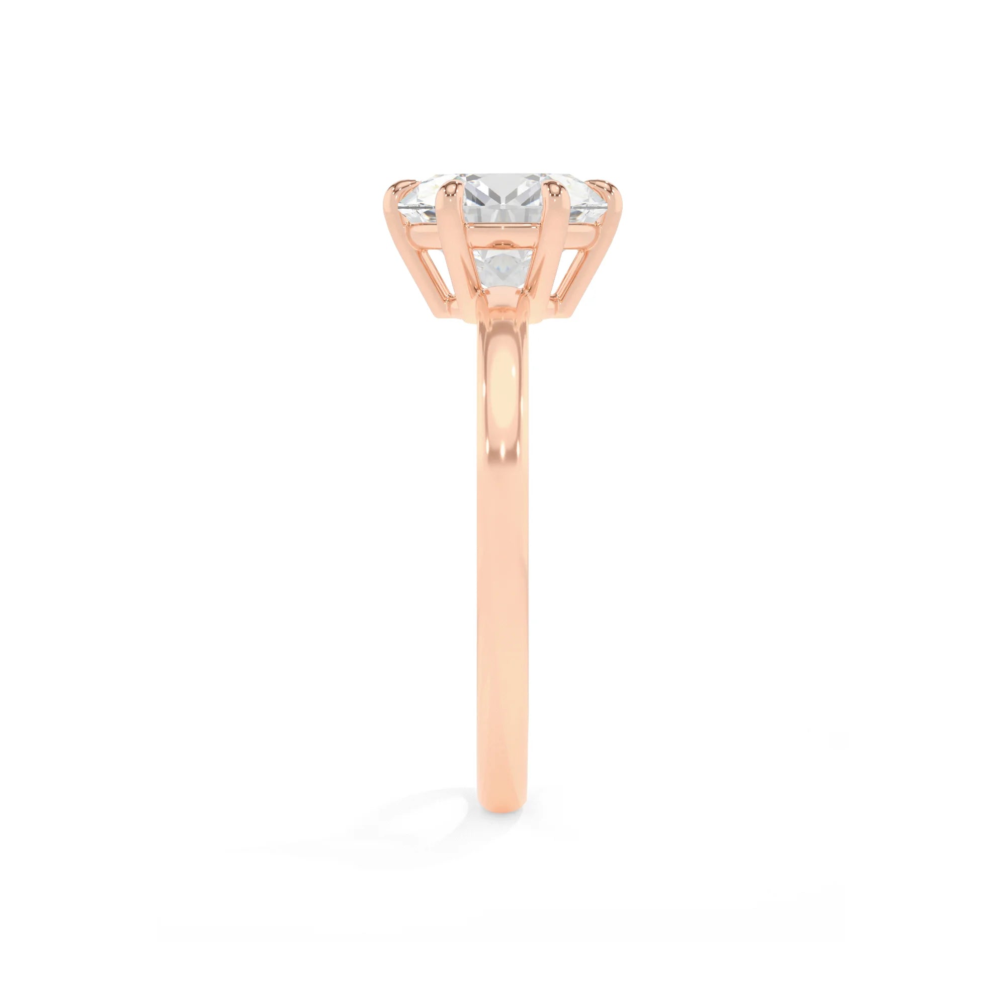 lab grown moissanite round solitaire rings in rose gold 