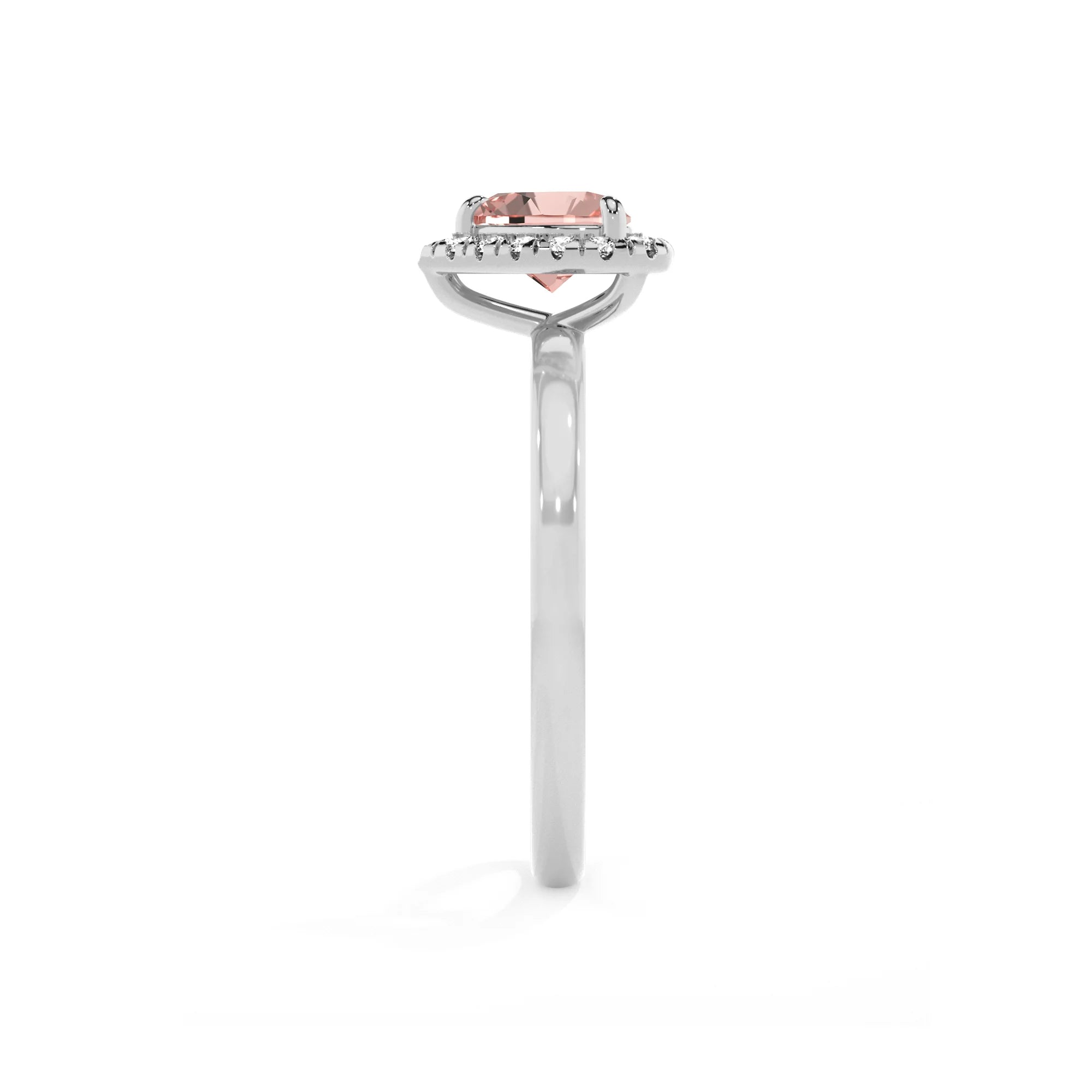 lab grown morganite heart solitaire rings in platinum 