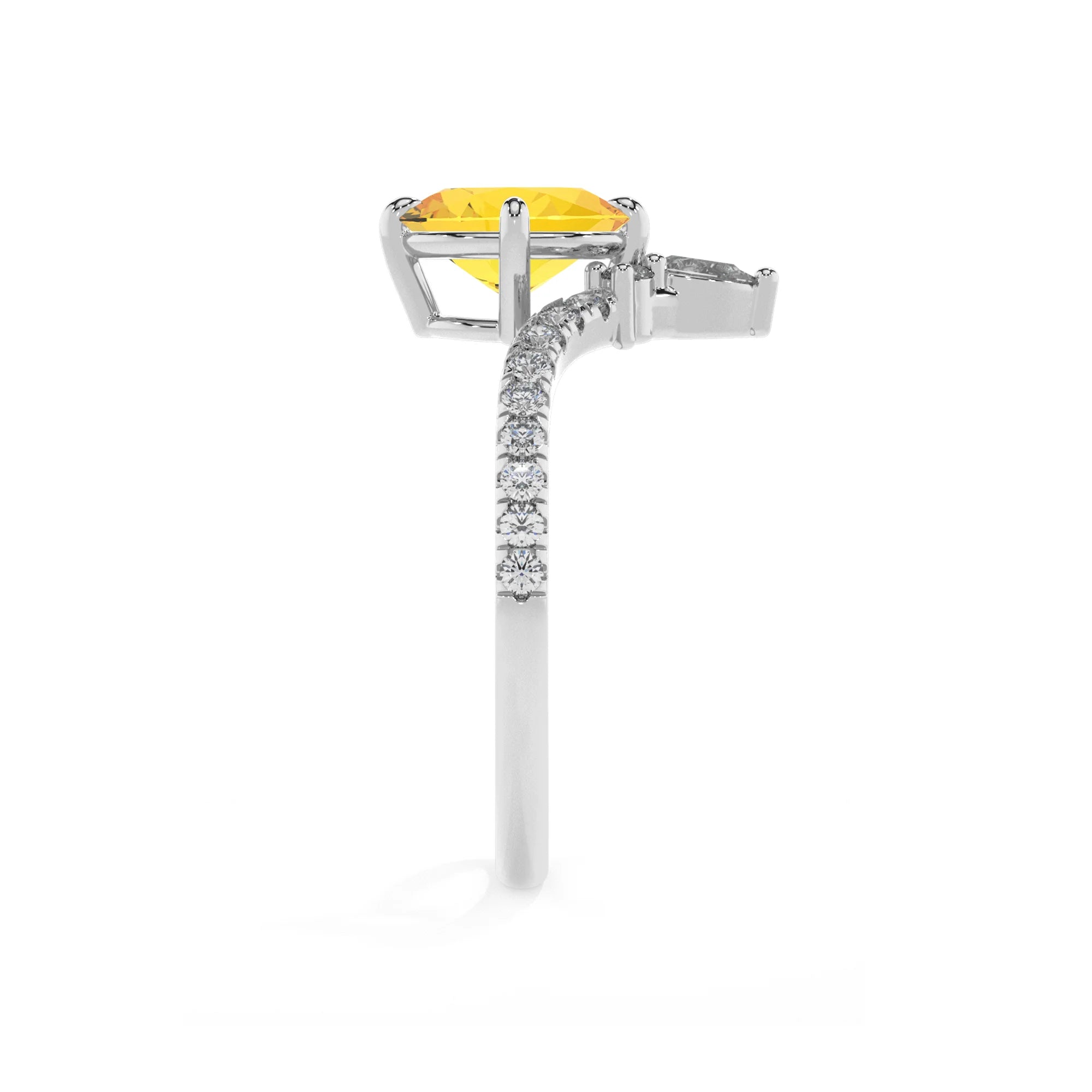 lab grown yellow-sapphire oval solitaire rings in white gold 