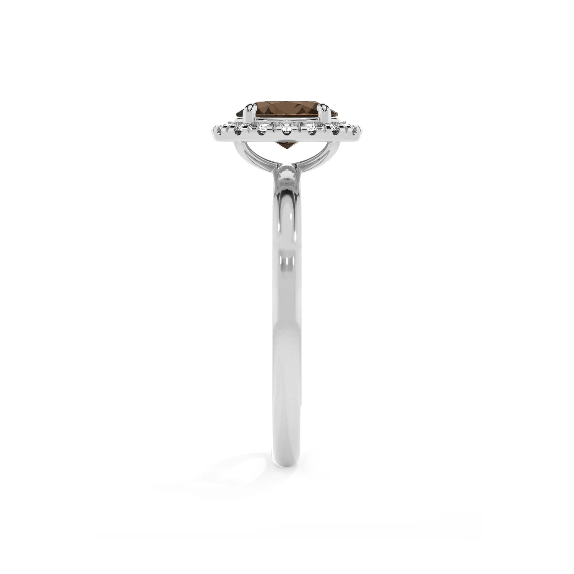natural smoky-quartz oval solitaire rings in platinum 