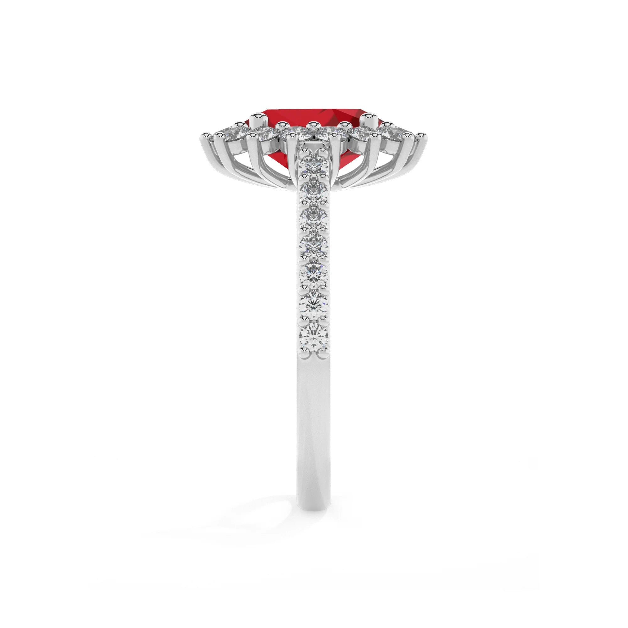 lab grown ruby oval solitaire rings in platinum 