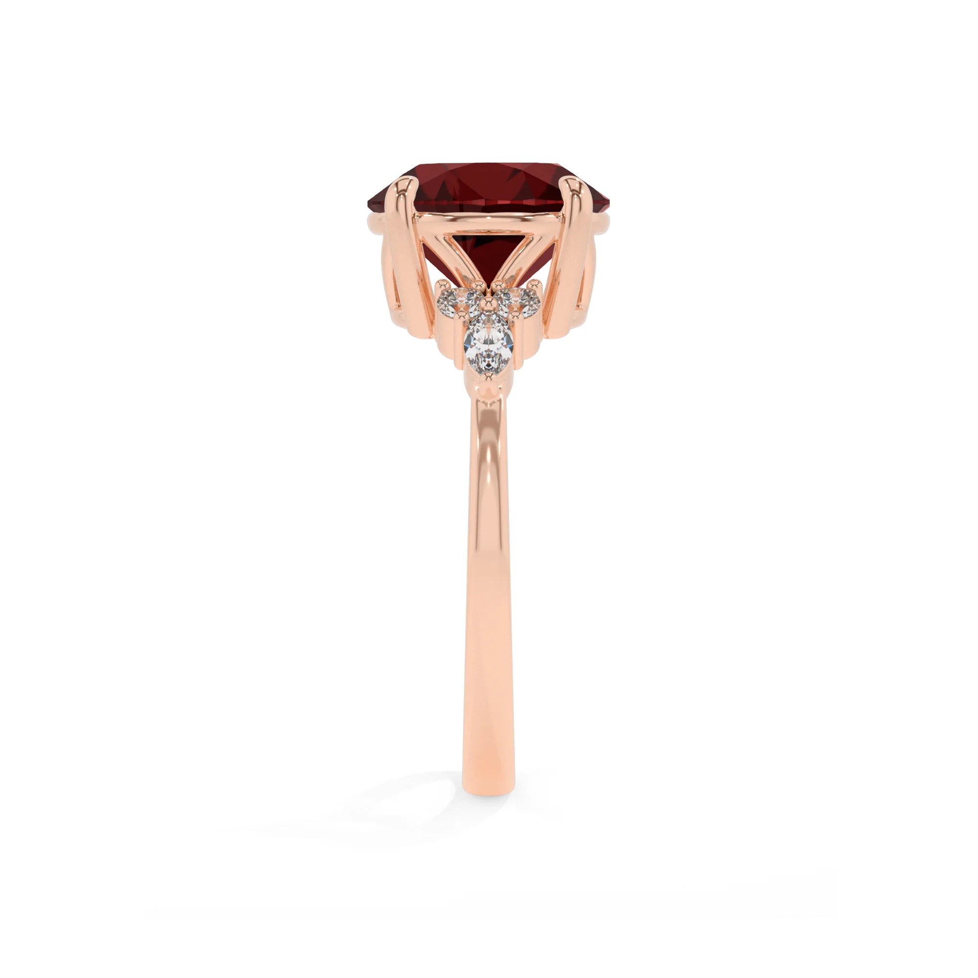 natural garnet round solitaire rings in rose gold 