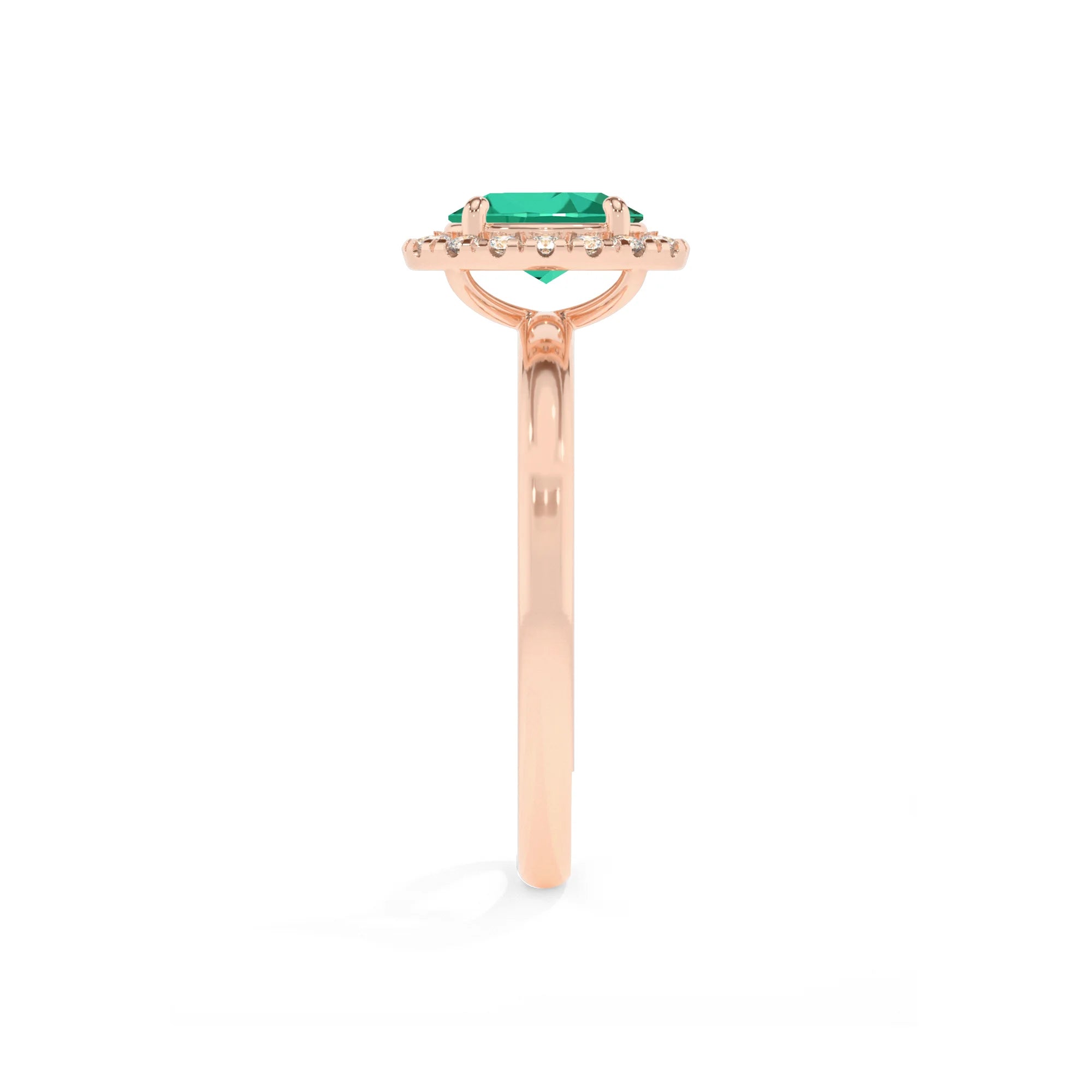 lab grown emerald oval solitaire rings in rose gold 