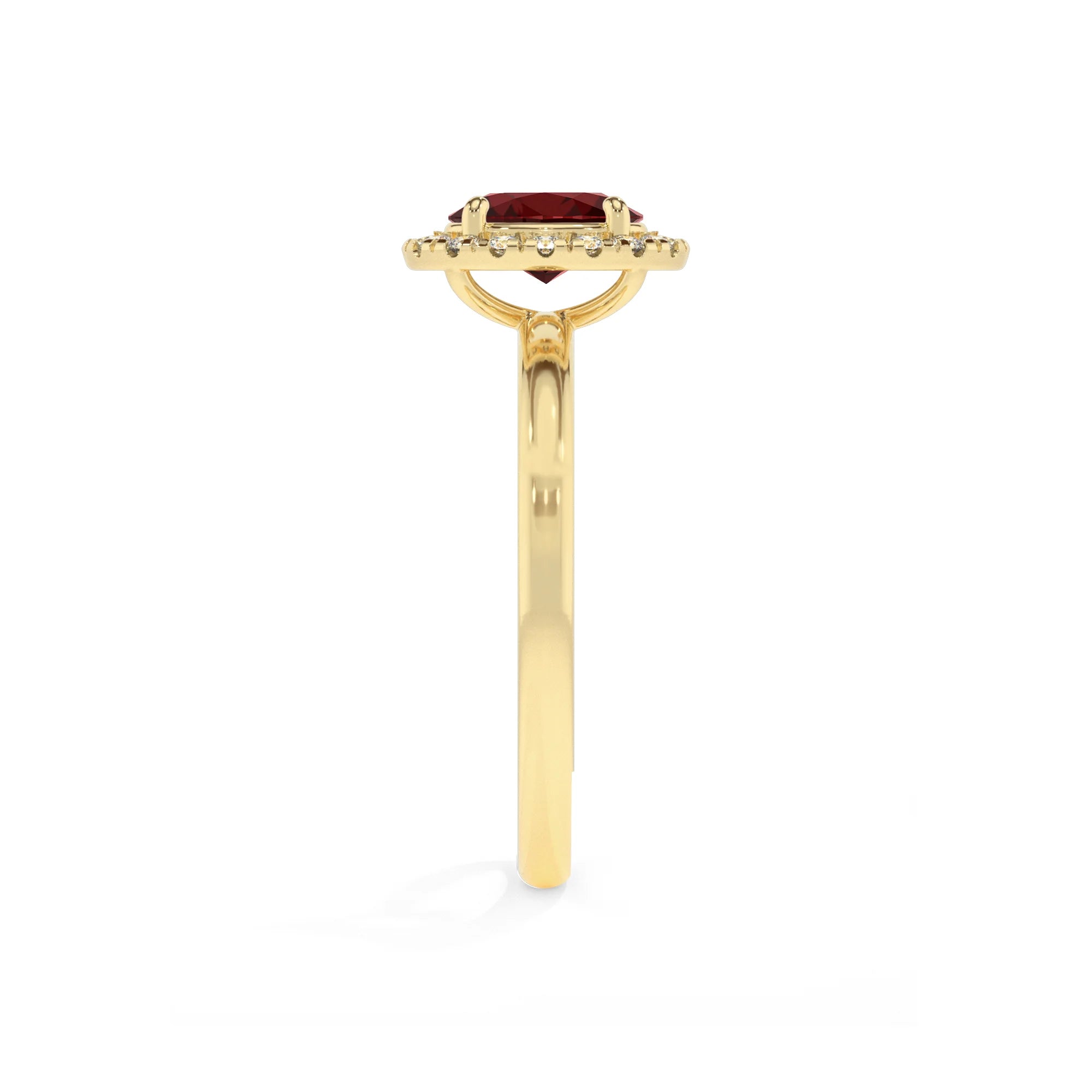 natural garnet oval solitaire rings in yellow gold 