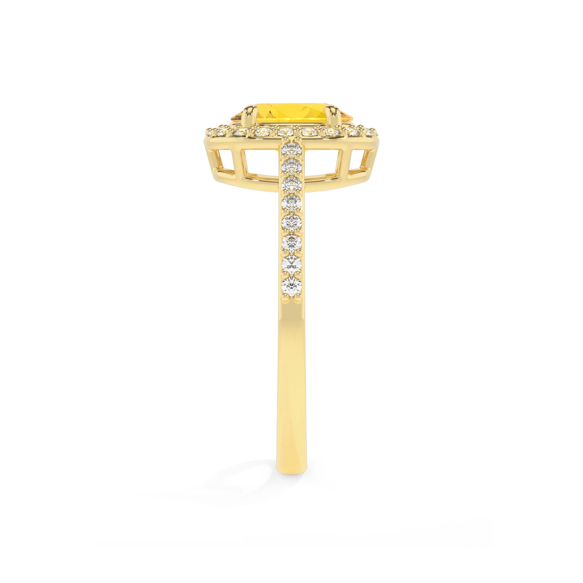 lab grown yellow-sapphire oval solitaire rings in yellow gold 