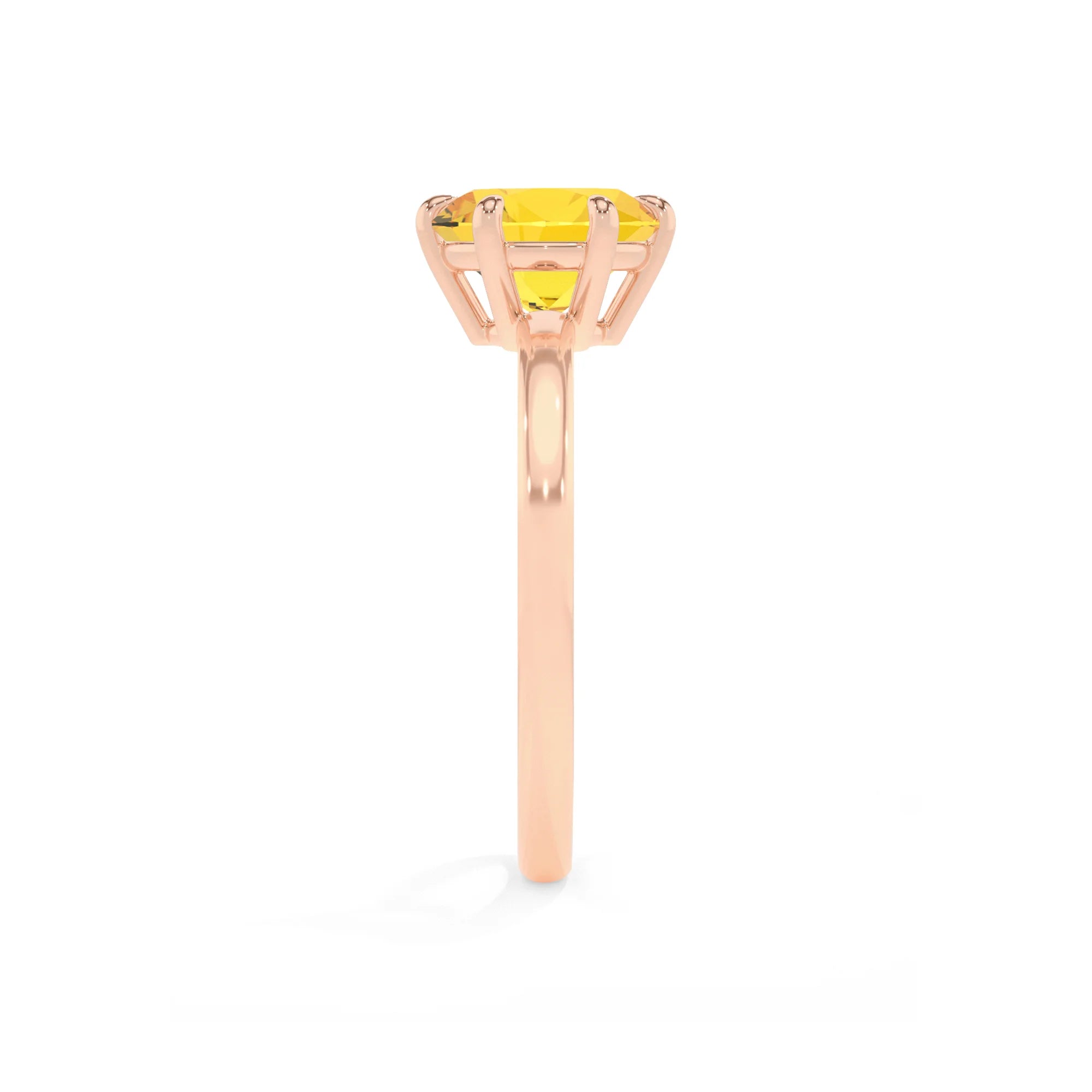 lab grown yellow-sapphire round solitaire rings in rose gold 