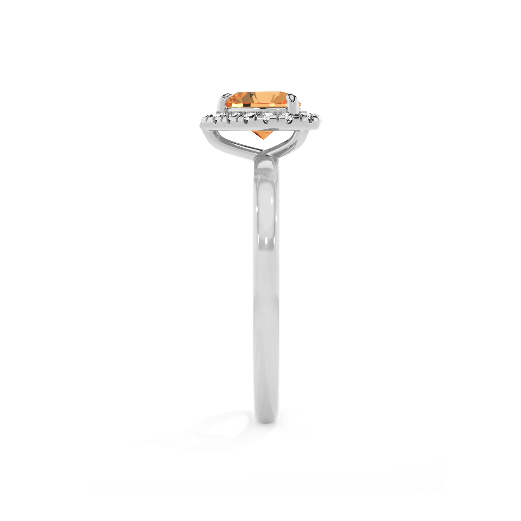 lab grown citrine heart solitaire rings in platinum 