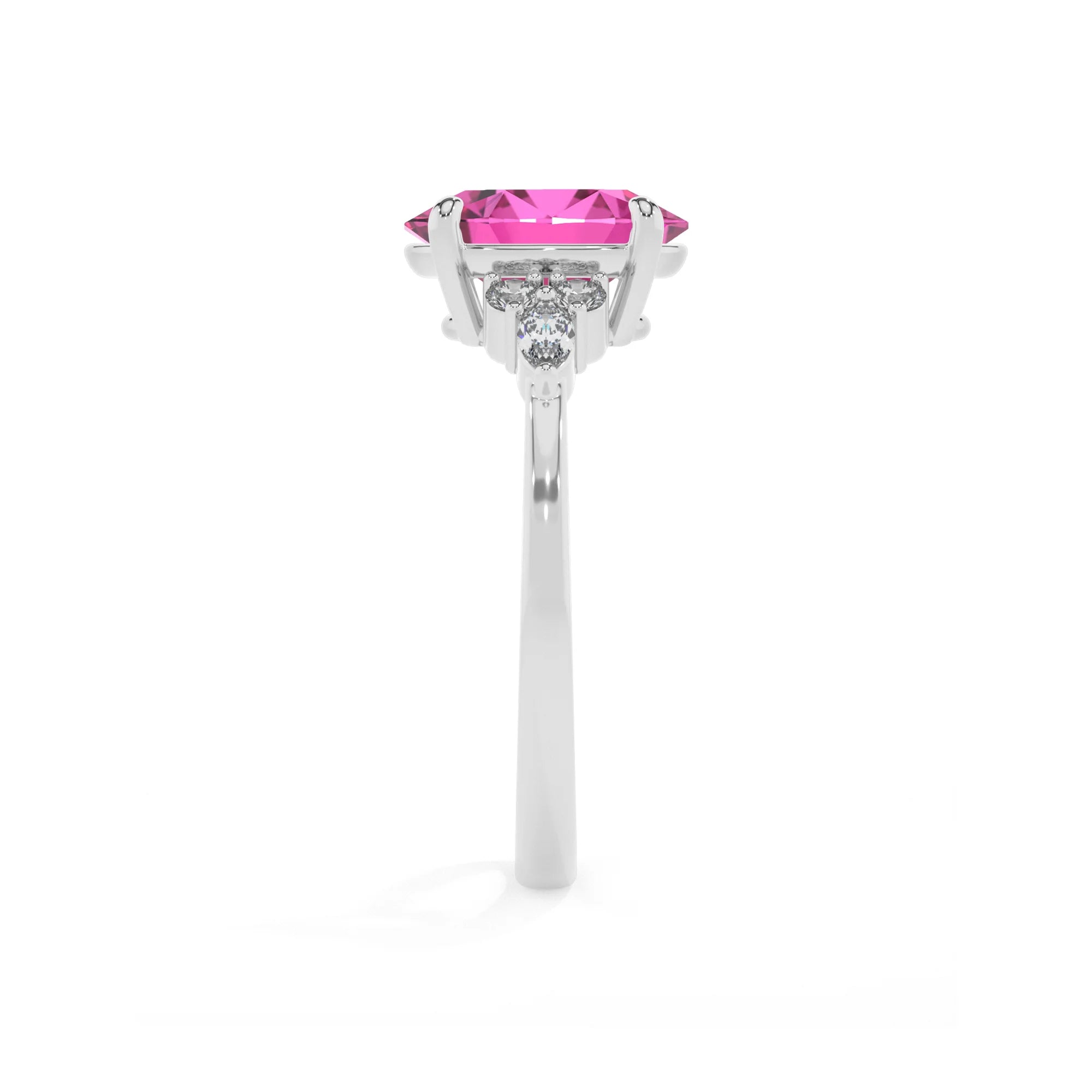 lab grown pink-sapphire oval solitaire rings in white gold 