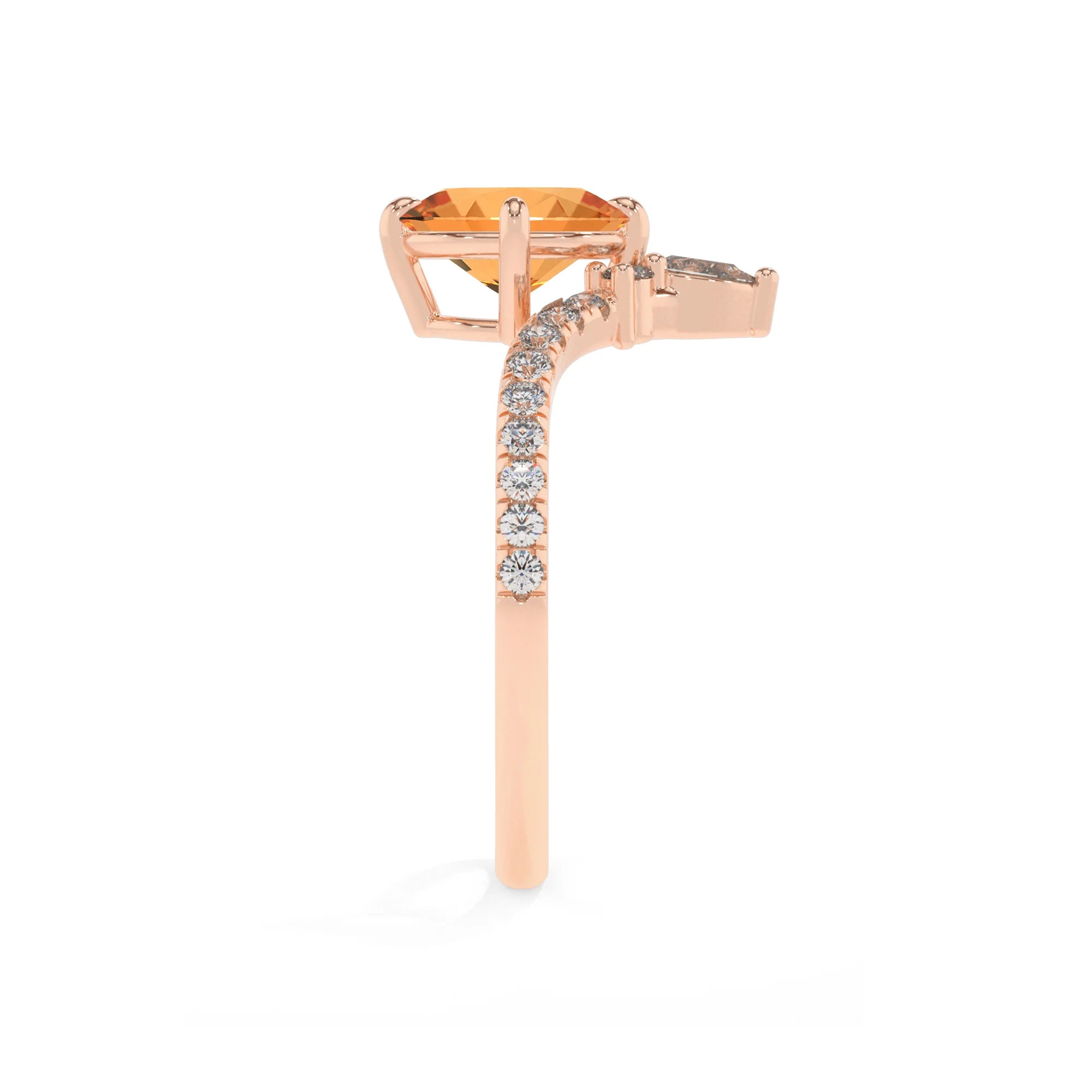 lab grown citrine oval solitaire rings in rose gold 