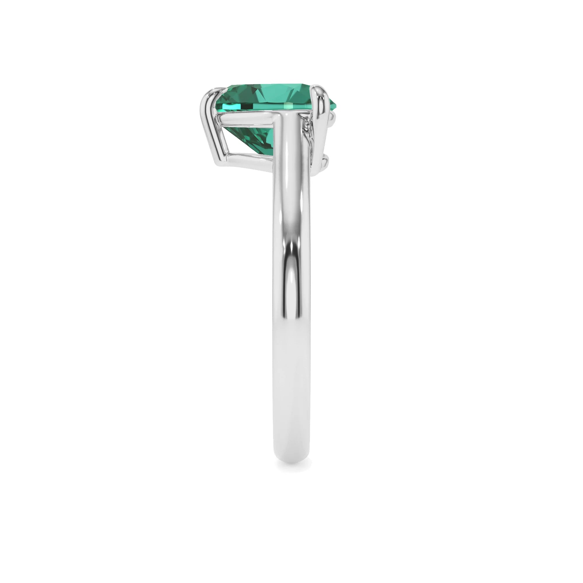 lab grown emerald heart solitaire rings in platinum 