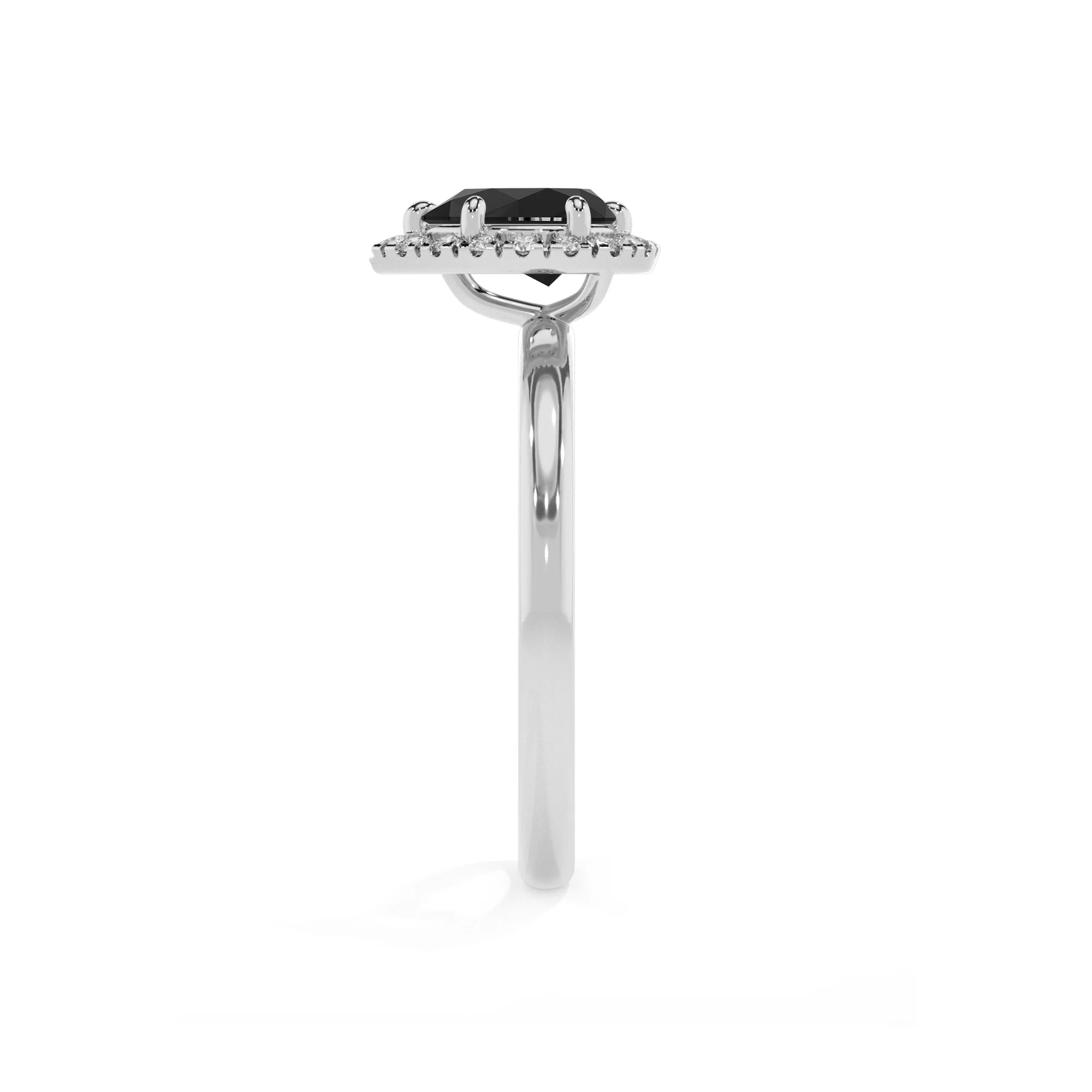 natural black-onyx pear solitaire rings in sterling silver 