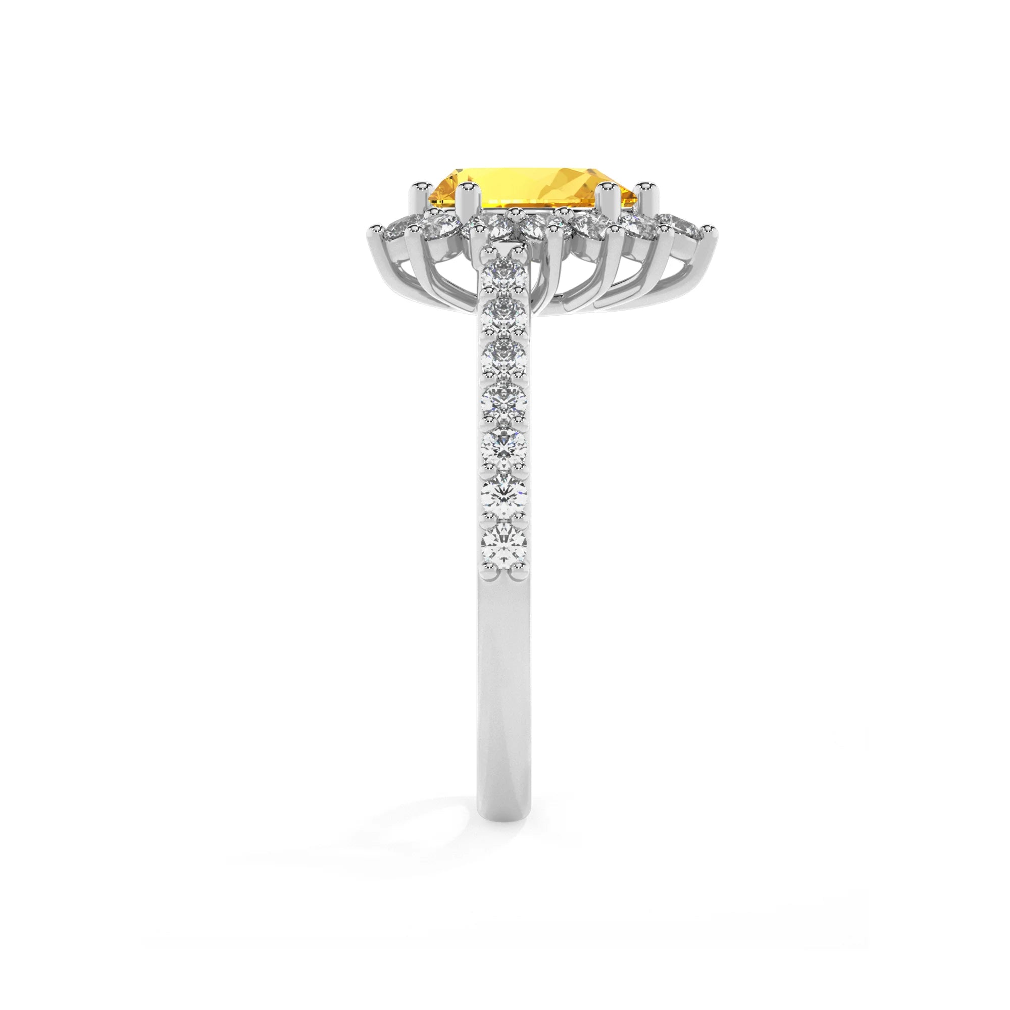 lab grown yellow-sapphire pear solitaire rings in sterling silver 