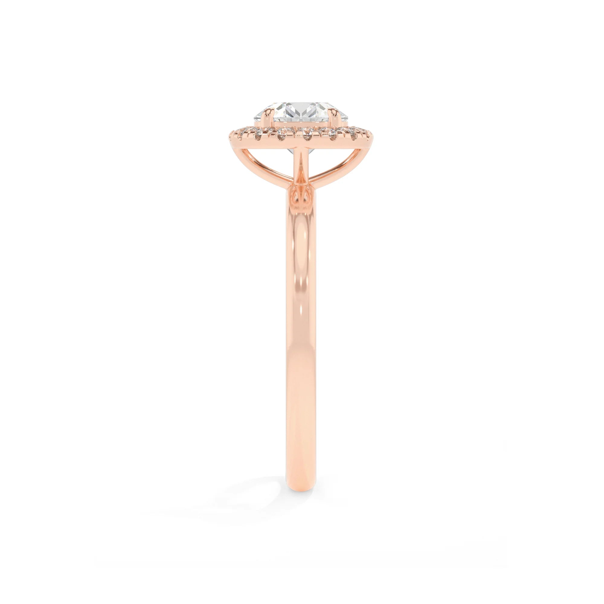 lab grown moissanite round solitaire rings in rose gold 