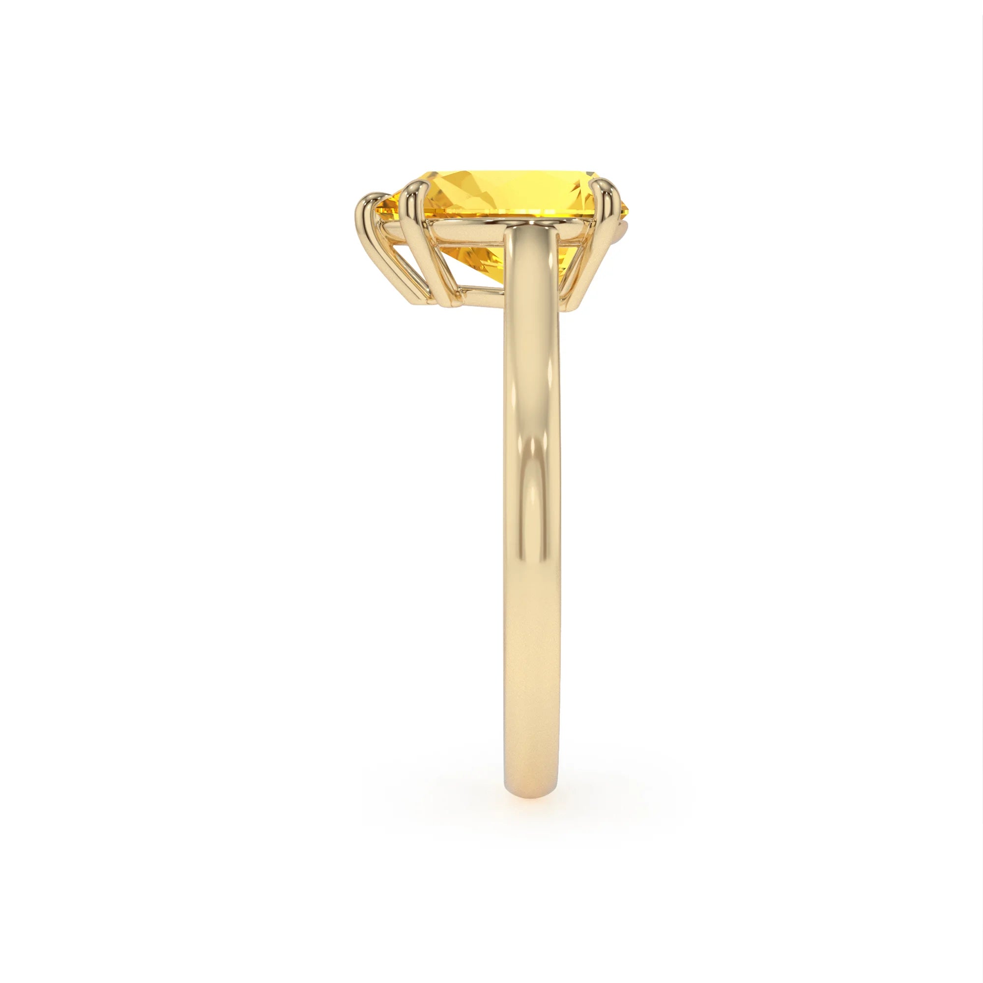 lab grown yellow-sapphire pear solitaire rings in yellow gold 