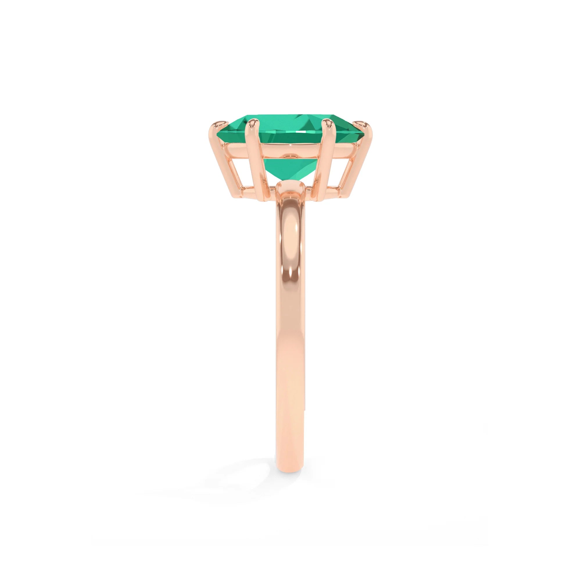 lab grown emerald oval solitaire rings in rose gold 