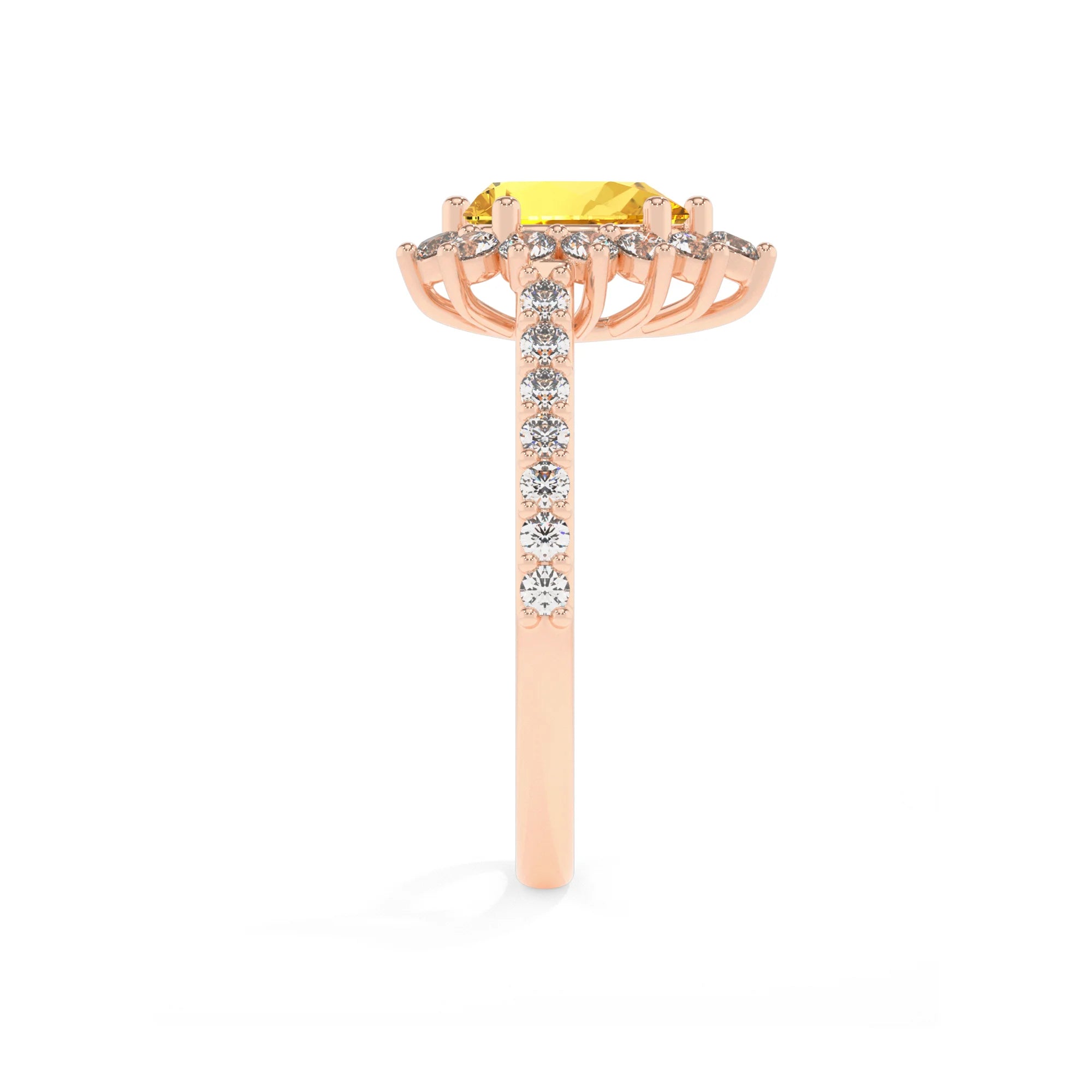 lab grown yellow-sapphire pear solitaire rings in rose gold 