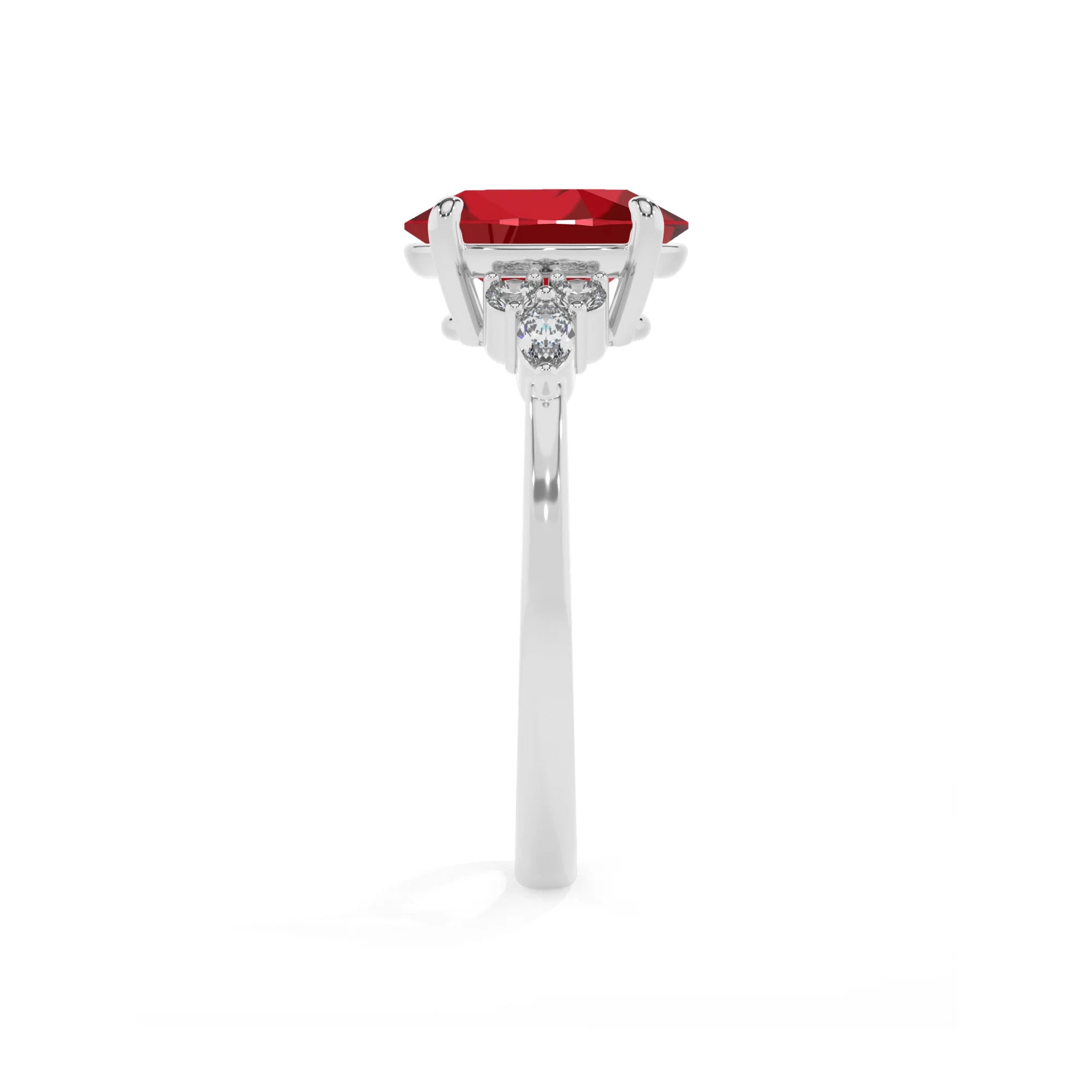 lab grown ruby oval solitaire rings in white gold 