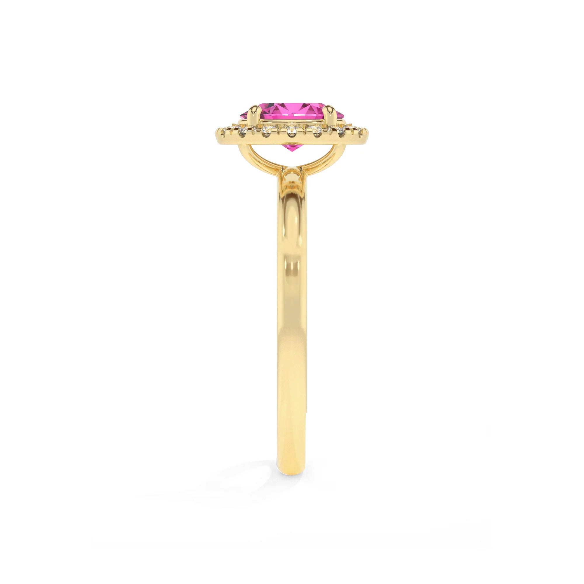 lab grown pink-sapphire oval solitaire rings in yellow gold 