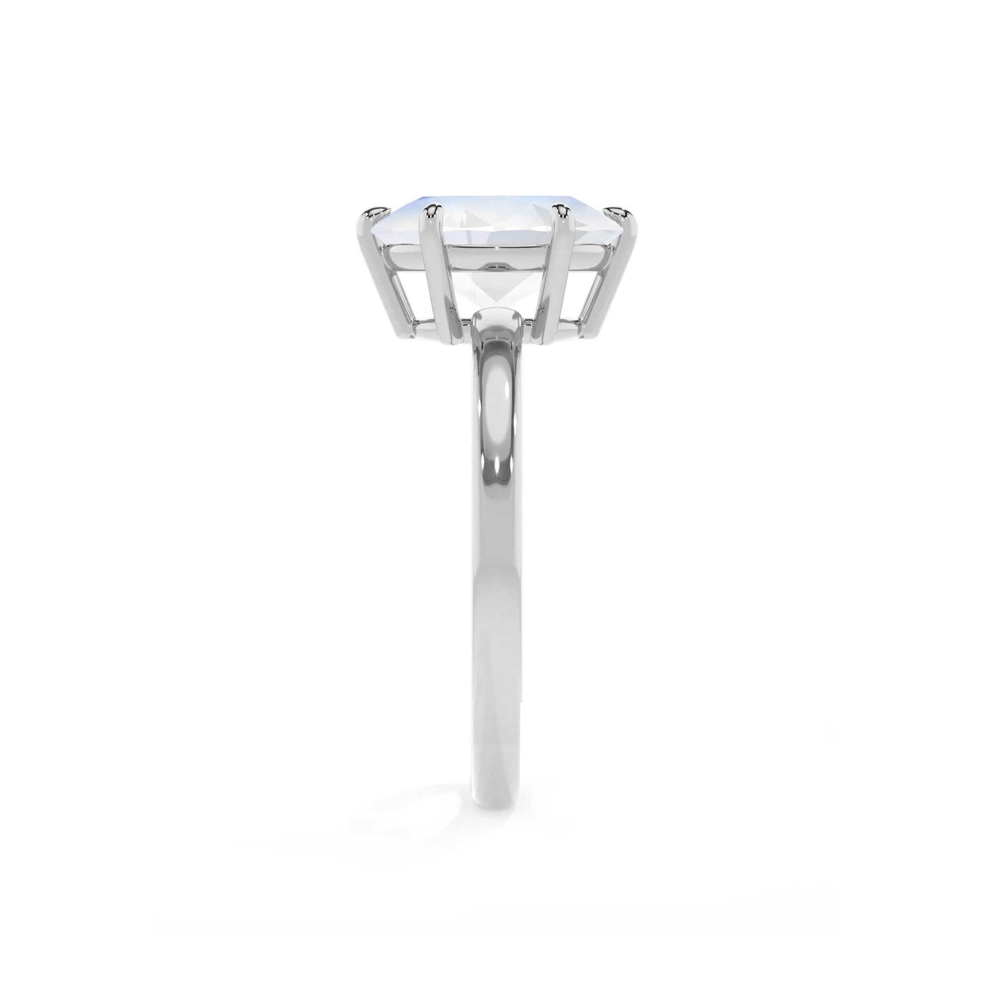 natural rainbow-moonstone oval solitaire rings in platinum 