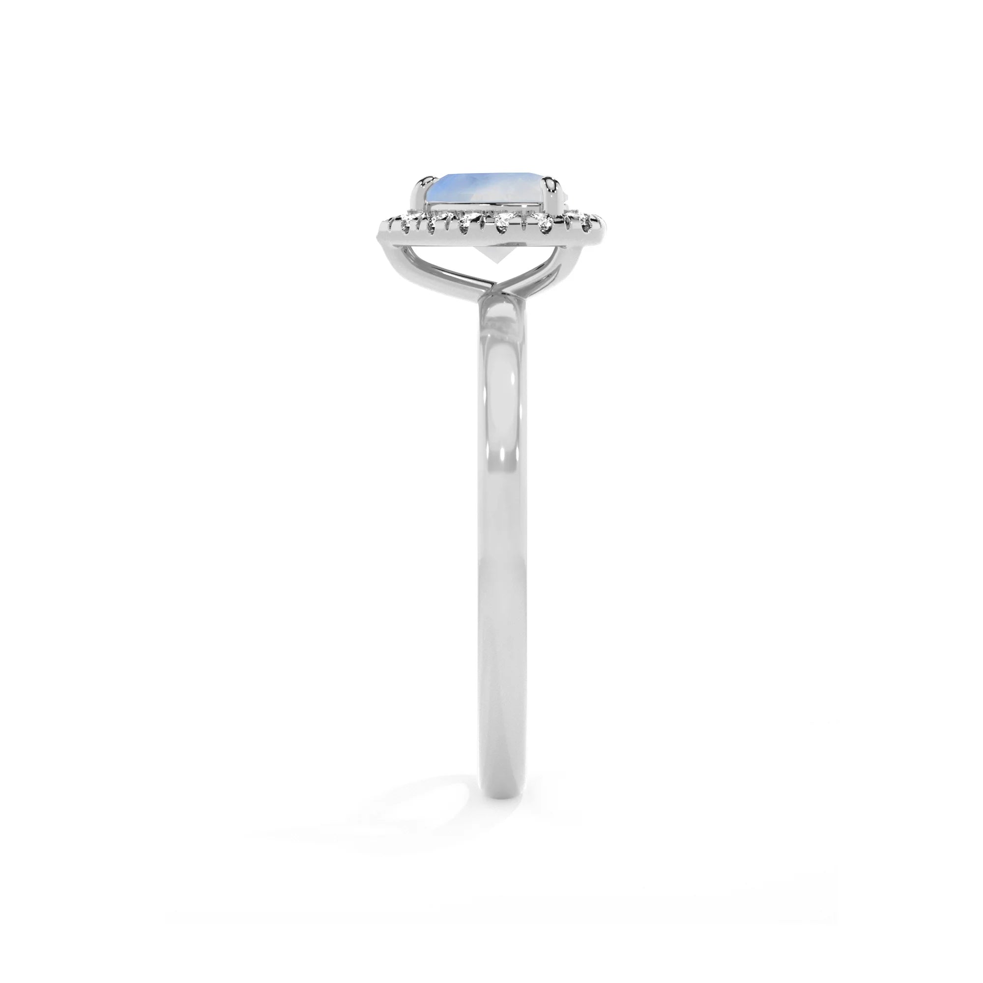 natural rainbow-moonstone heart solitaire rings in sterling silver 