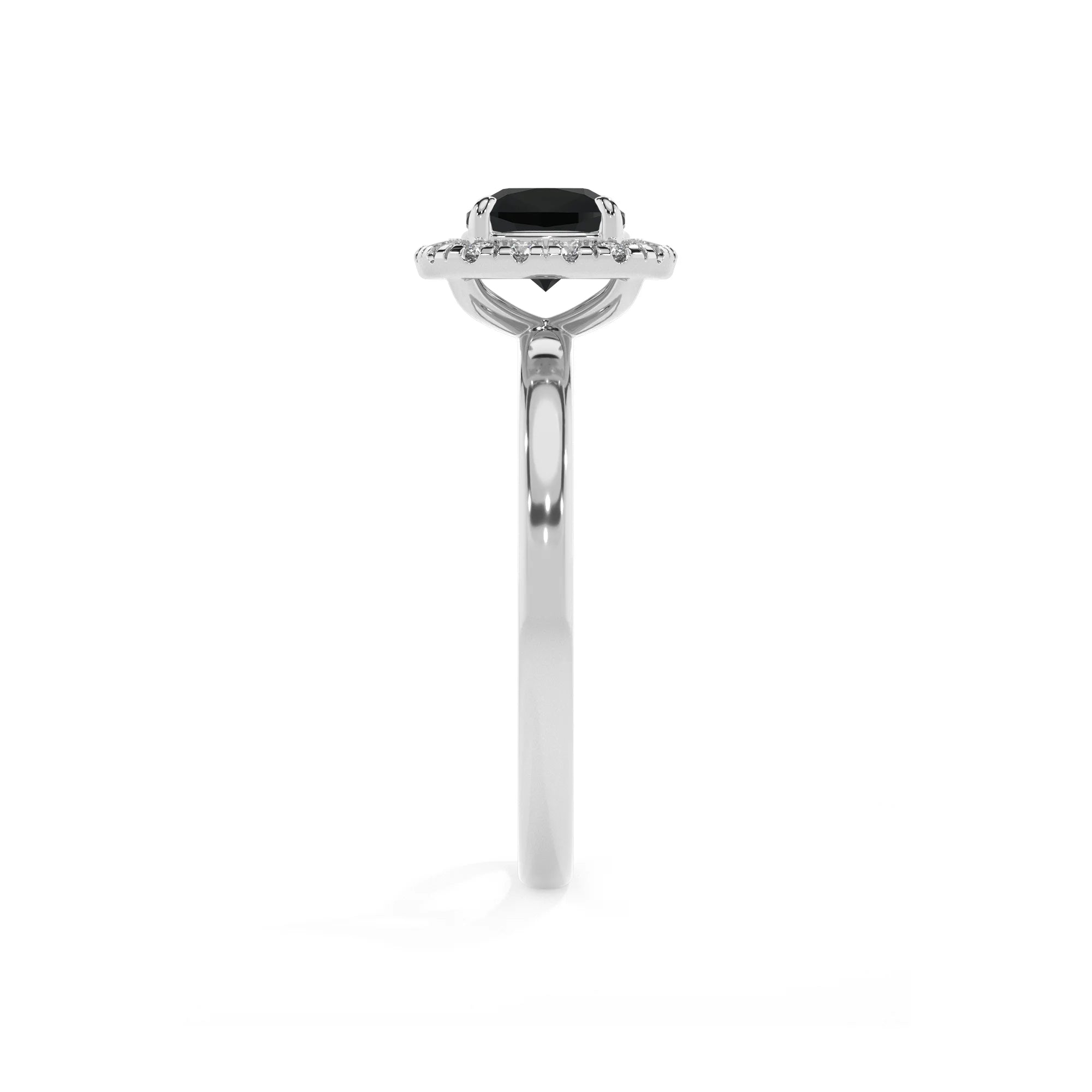 natural black-onyx cushion solitaire rings in platinum 