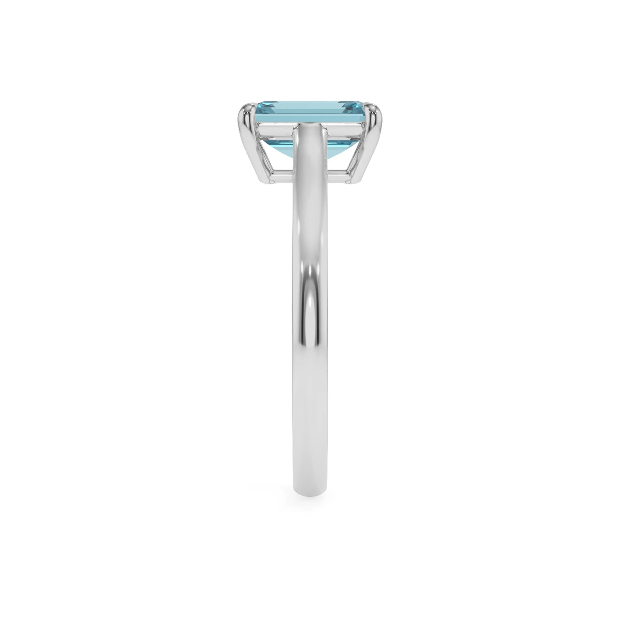 lab grown aquamarine emerald cut solitaire rings in sterling silver 