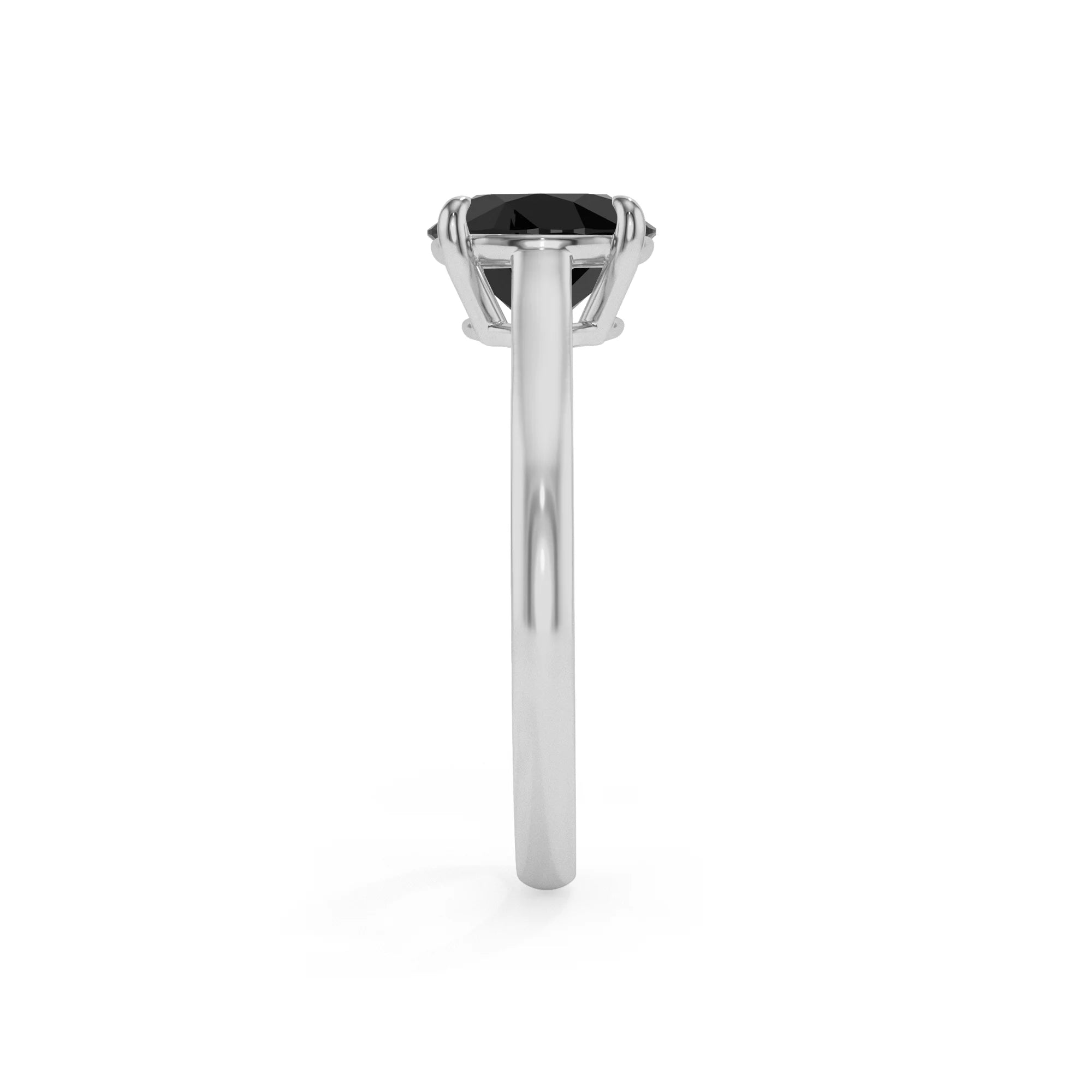 natural black-onyx round solitaire rings in white gold 