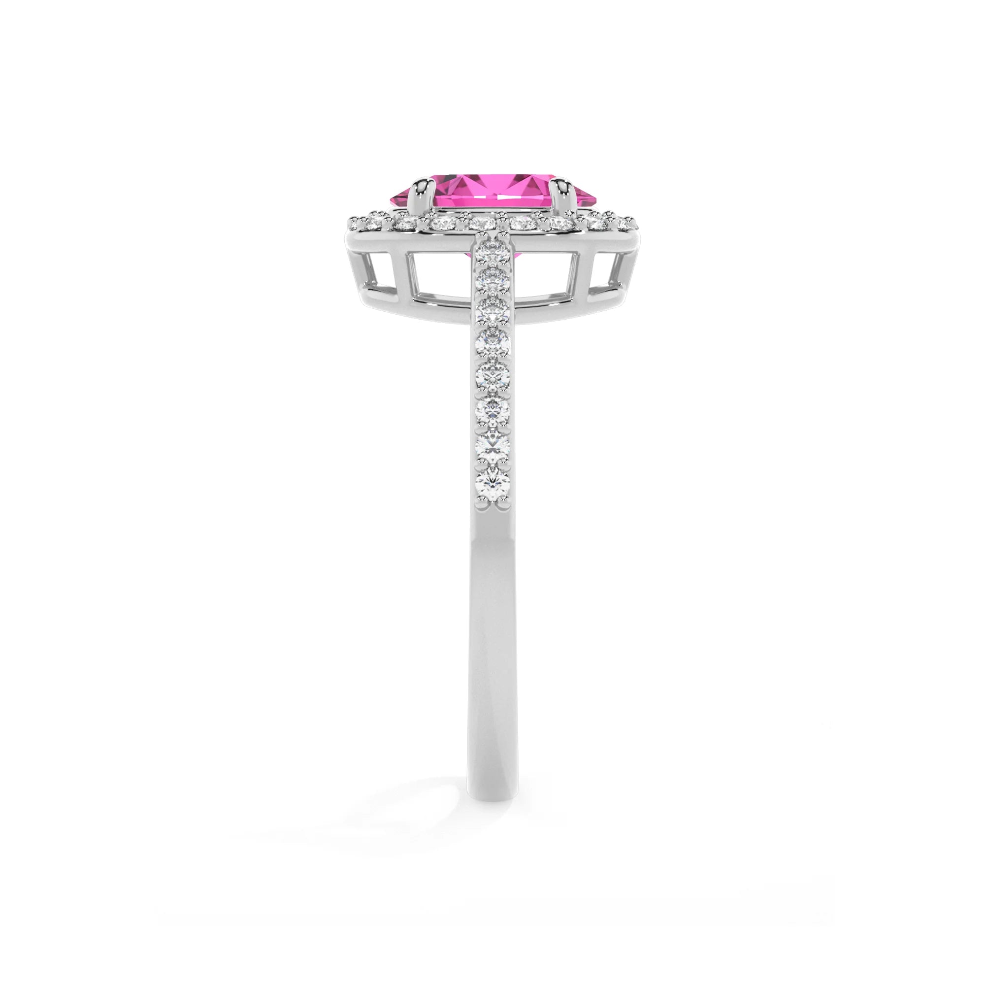 lab grown pink-sapphire oval solitaire rings in platinum 