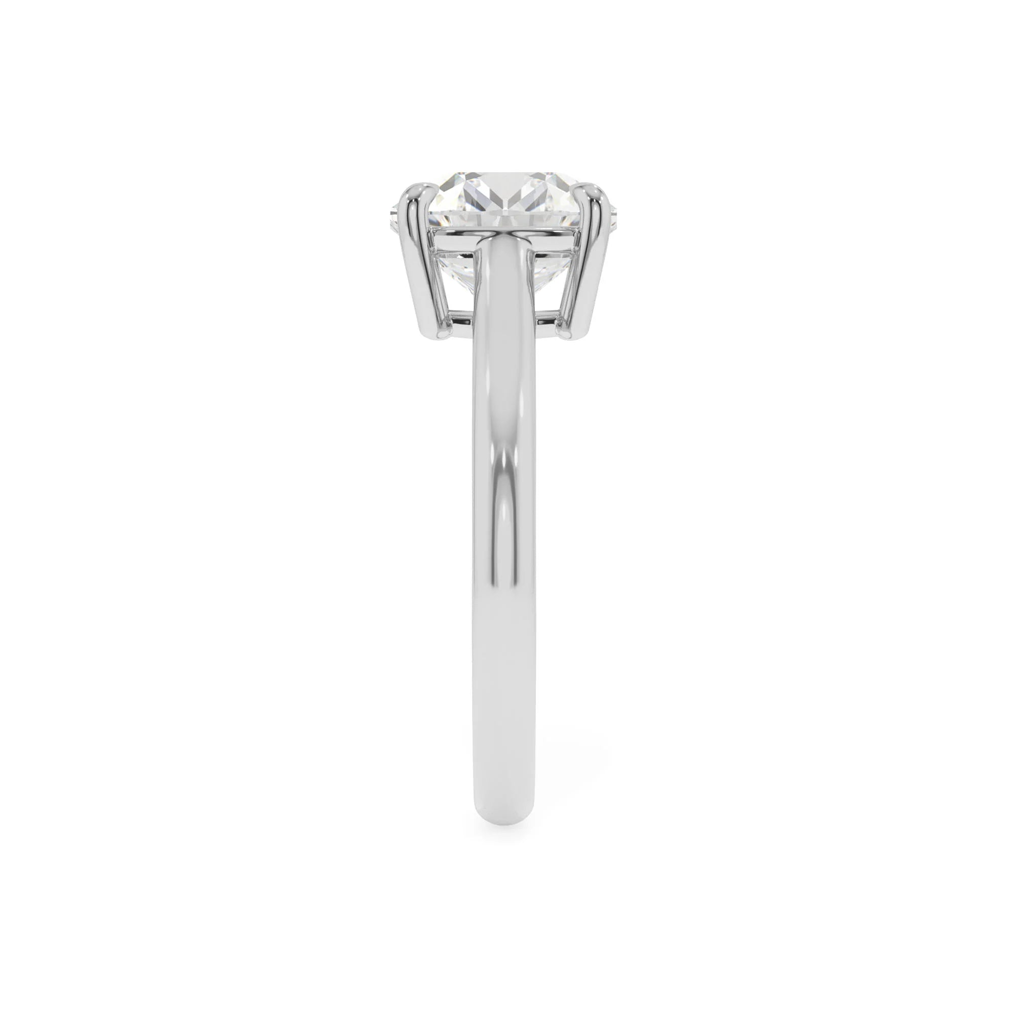 lab grown moissanite cushion solitaire rings in white gold 