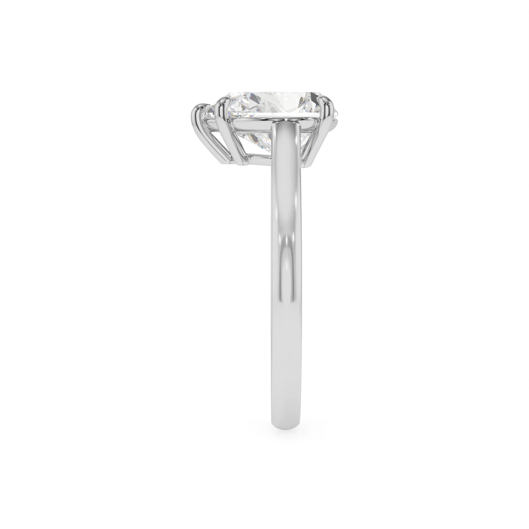 lab grown moissanite pear solitaire rings in platinum 
