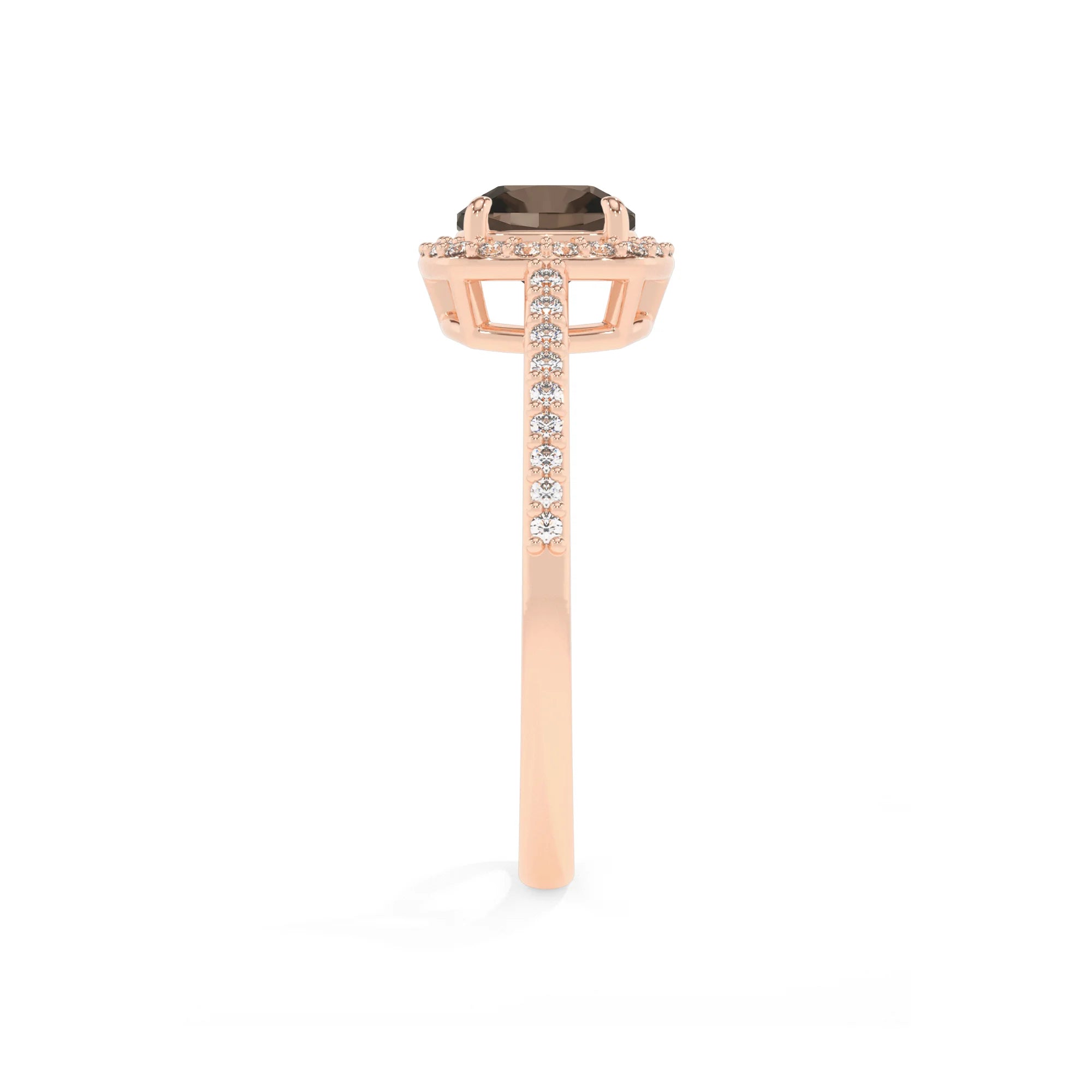 natural smoky-quartz cushion solitaire rings in rose gold 
