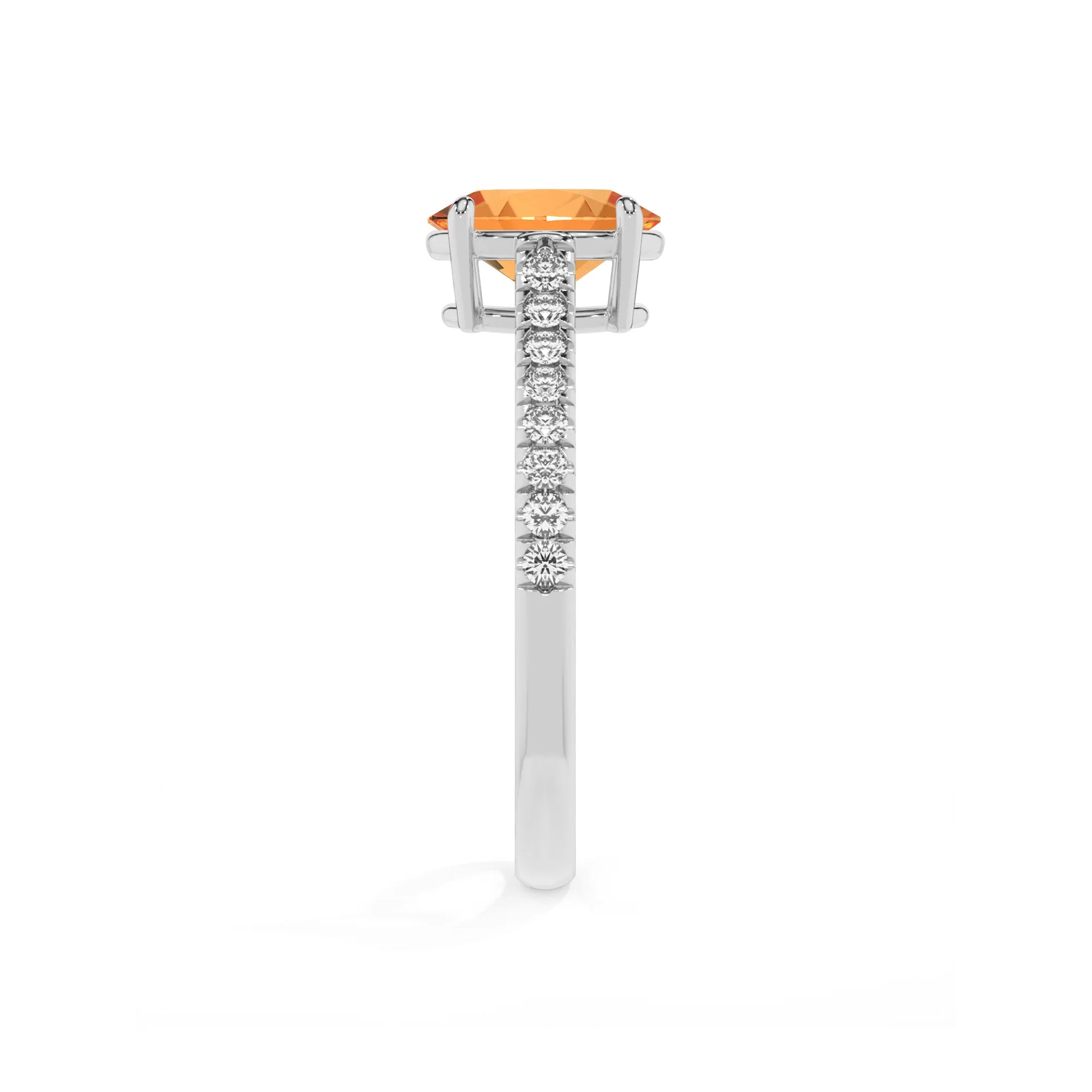 lab grown citrine oval half eternity solitaire engagement rings in platinum 