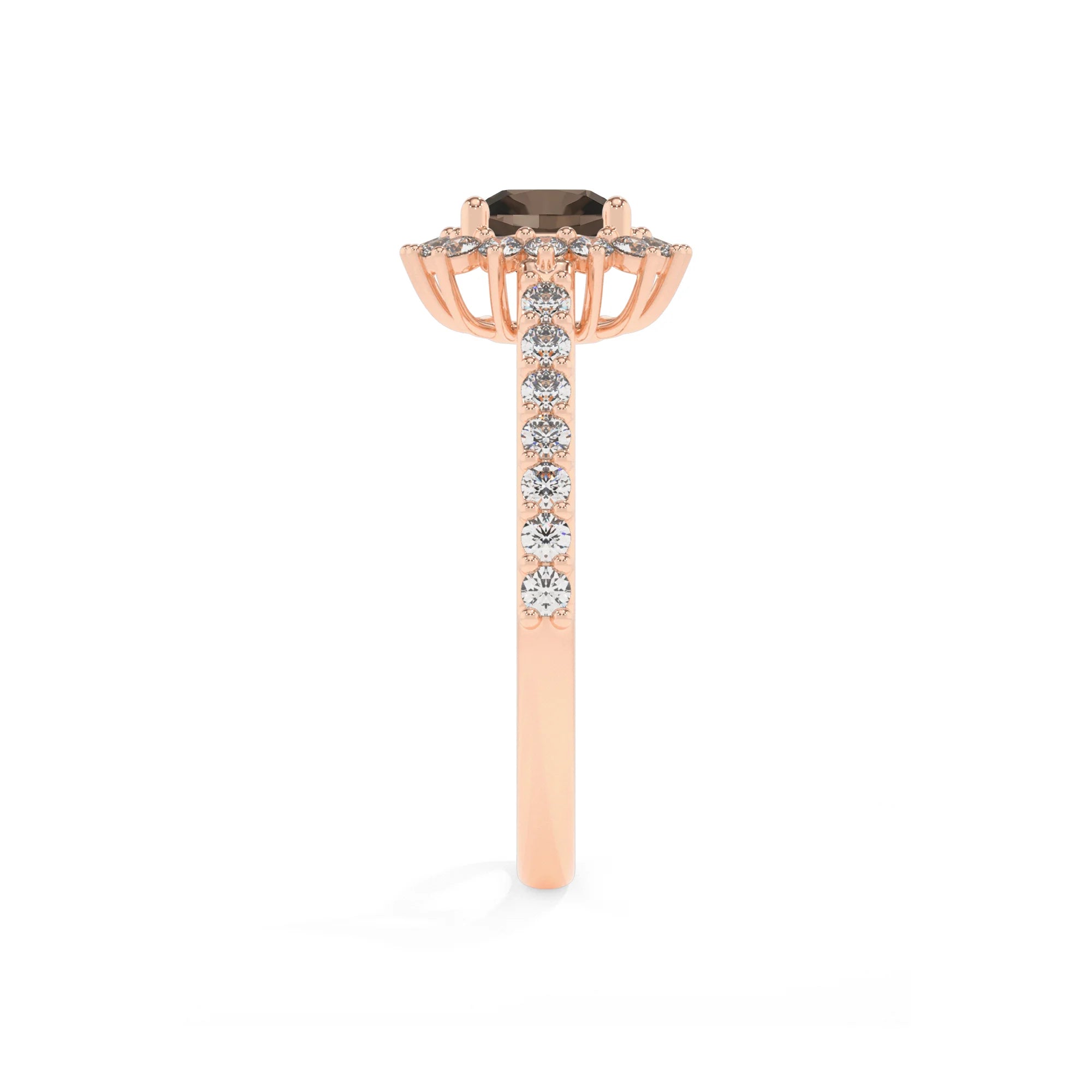 natural smoky-quartz cushion solitaire rings in rose gold 